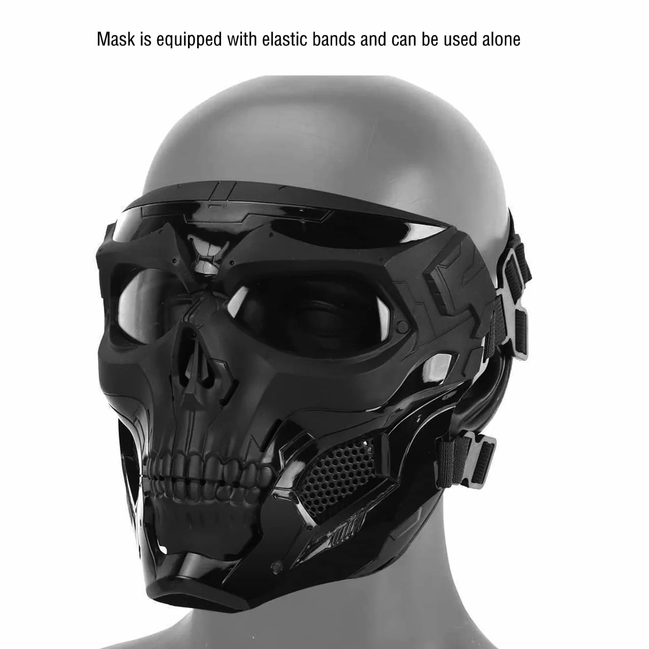 Juego de Casco Protector táctico PJ máscara de Calavera, con máscara Protectora Ajustable de Cara Completa Casco Fast Adecuado, para Paintball CS