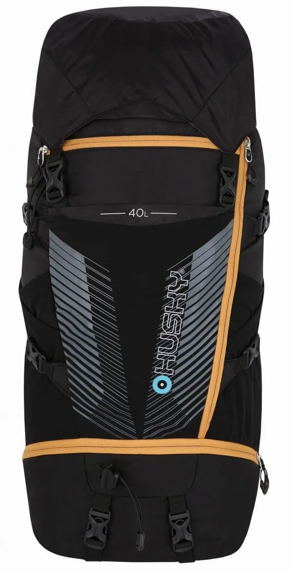 Husky Mochila de 40 l, ligera, resistente e impermeable, con mucho espacio de almacenamiento, sistema de confort y funda para lluvia para senderismo, senderismo y viajes, Negro , 40L, Para exteriores