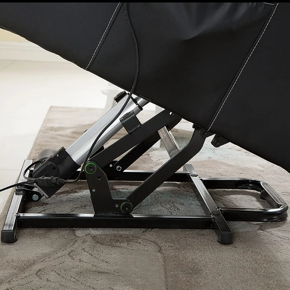 Gridinlux Sillón Relax Masaje Extra Acolchado Negro Reclinable Elevación automática Mando 5 Modos Calor Lumbar 8 Motores 4 Zonas Polipiel