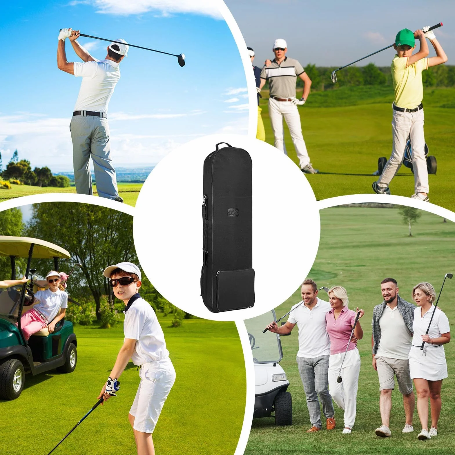 Bolsa de Viaje para Palos de Golf, Bolsa de Golf para aerolíneas – Bolsa Plegable de Gran Capacidad para Accesorios Deportivos con Ruedas para Gimnasio, Camping, Viajes, Viajes, mochileros