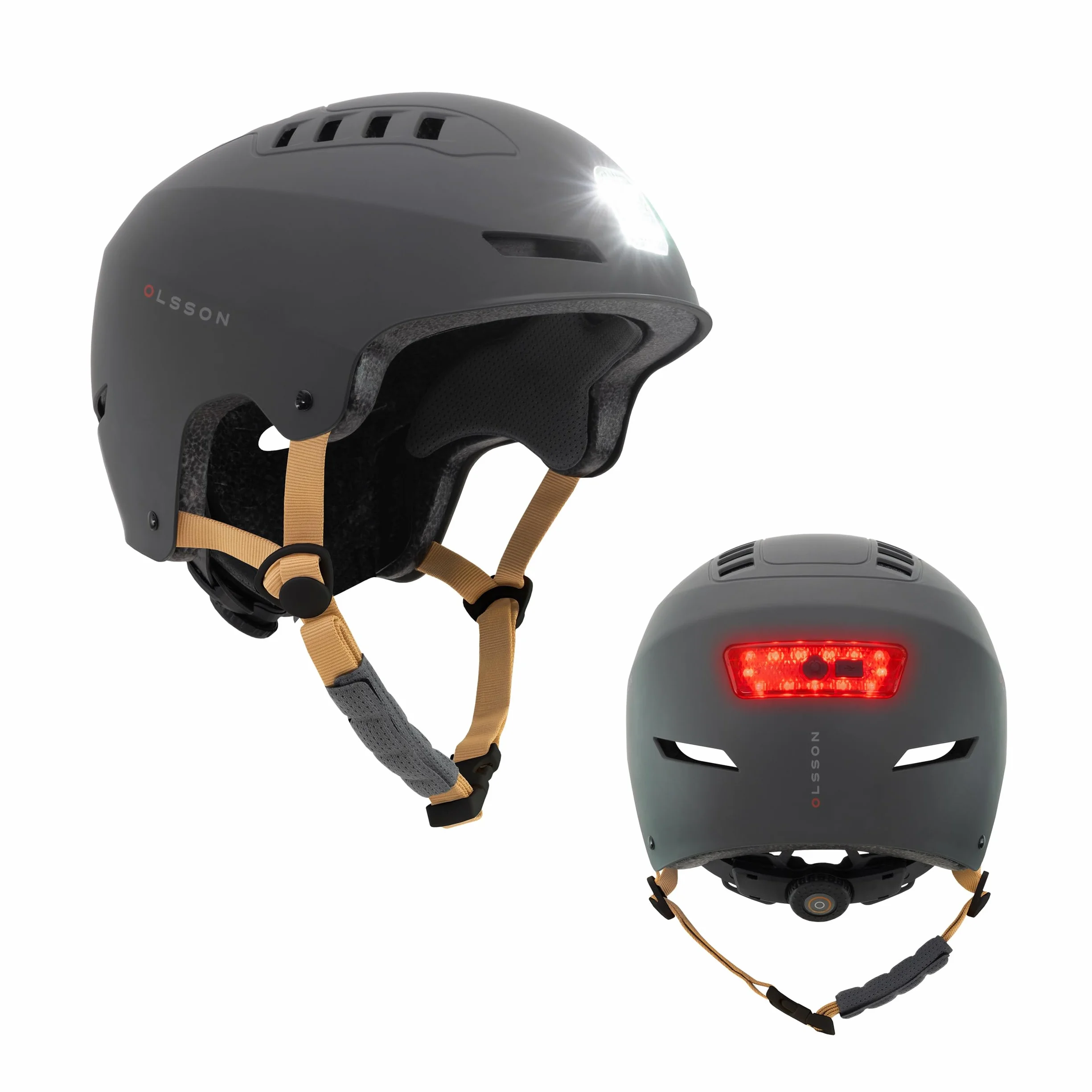 Casco Urban Light OLSSON Ajustable Homologado Resistente Impactos 360º LED Frontal Trasero Forro Desmontable
