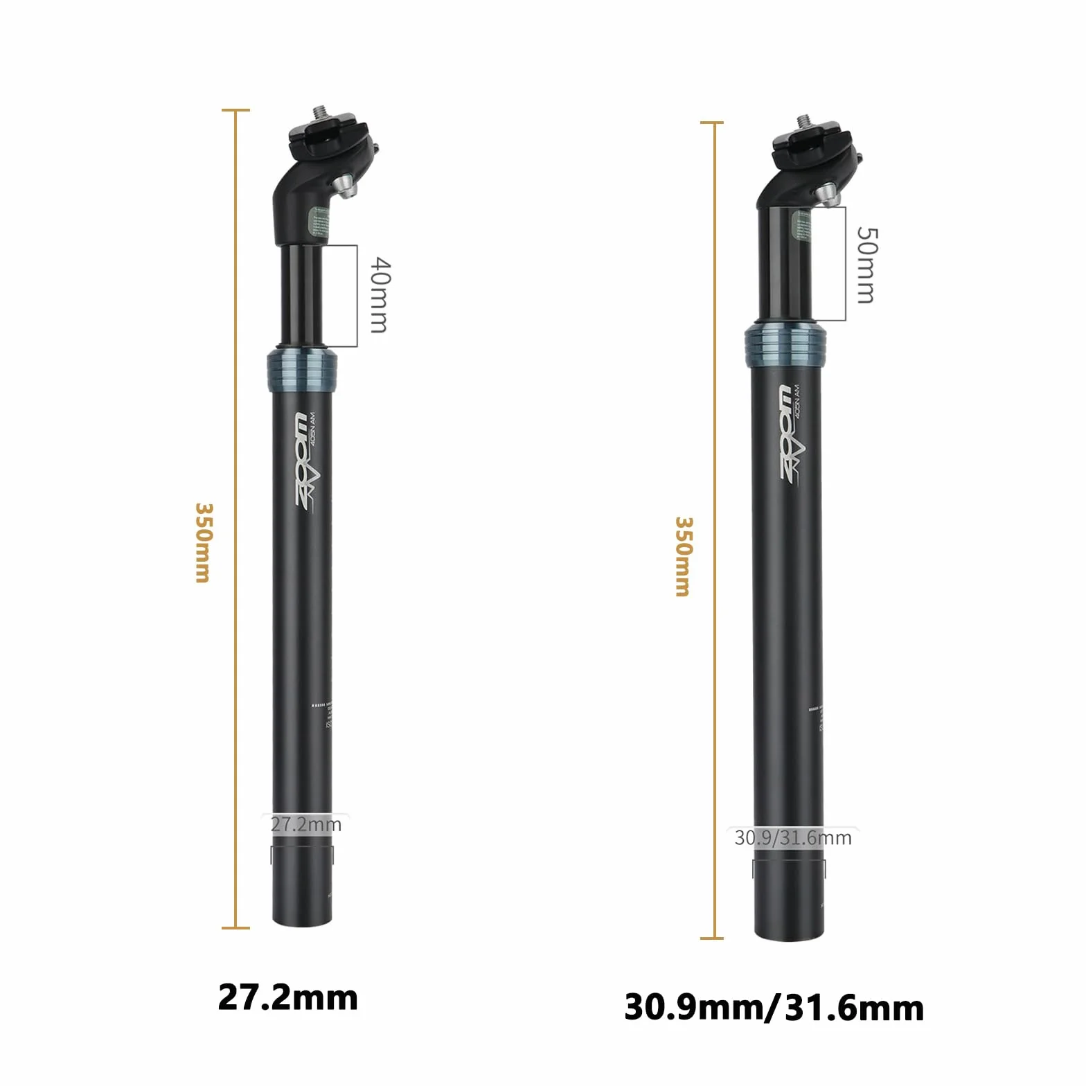 Tija de sillín de Bicicleta con suspensión, tija de sillín con Resorte, diámetro 27,2mm/30,8 mm/30,9mm/31,6 mm,Adecuada para Bicicletas eléctricas, Bicicletas de montaña, Bicicletas urbanas