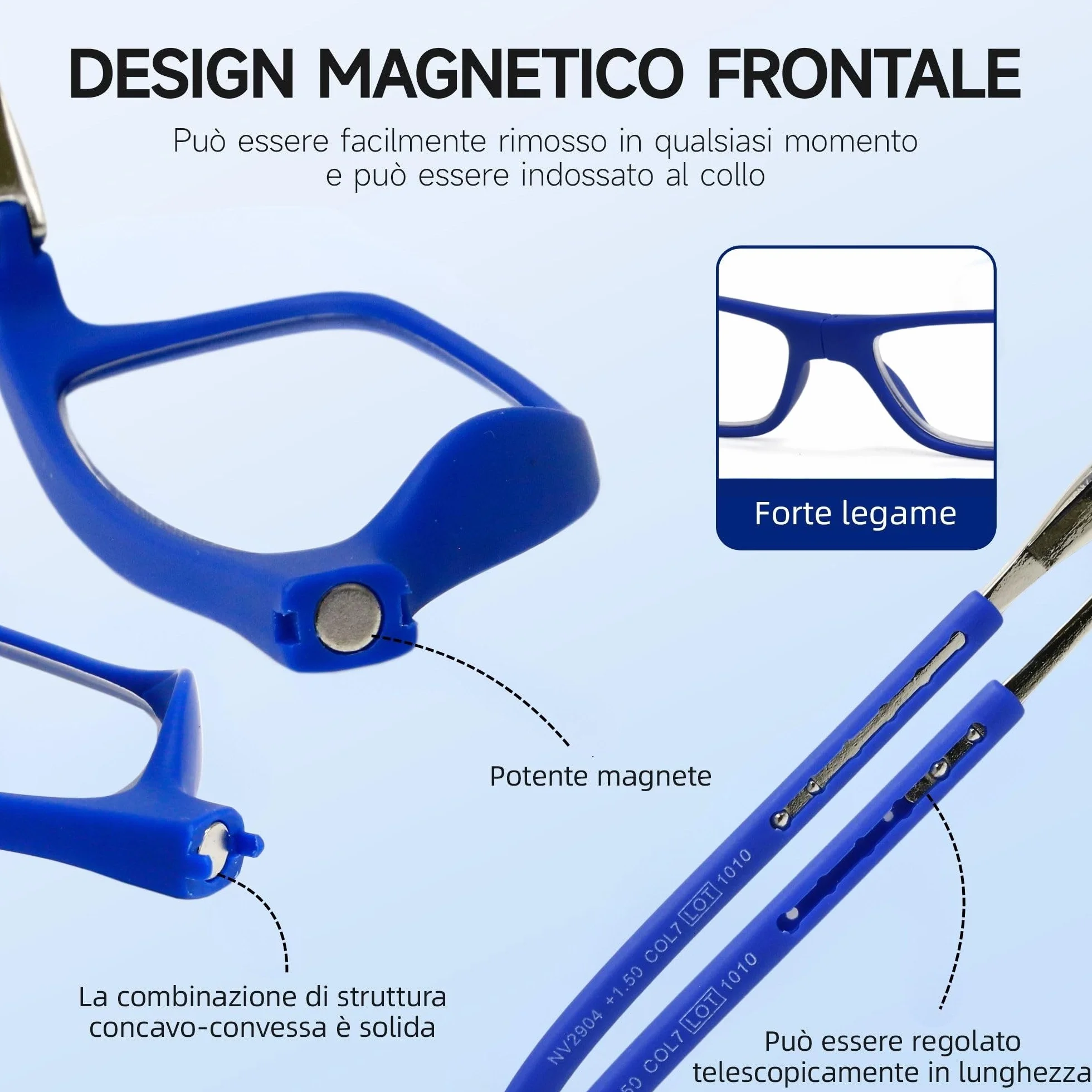 NEW VISION Gafas Presbicia Hombre 2 PACK, Cierre Imán, Longitud Ajustable, Gafas de Lectura, NV2904