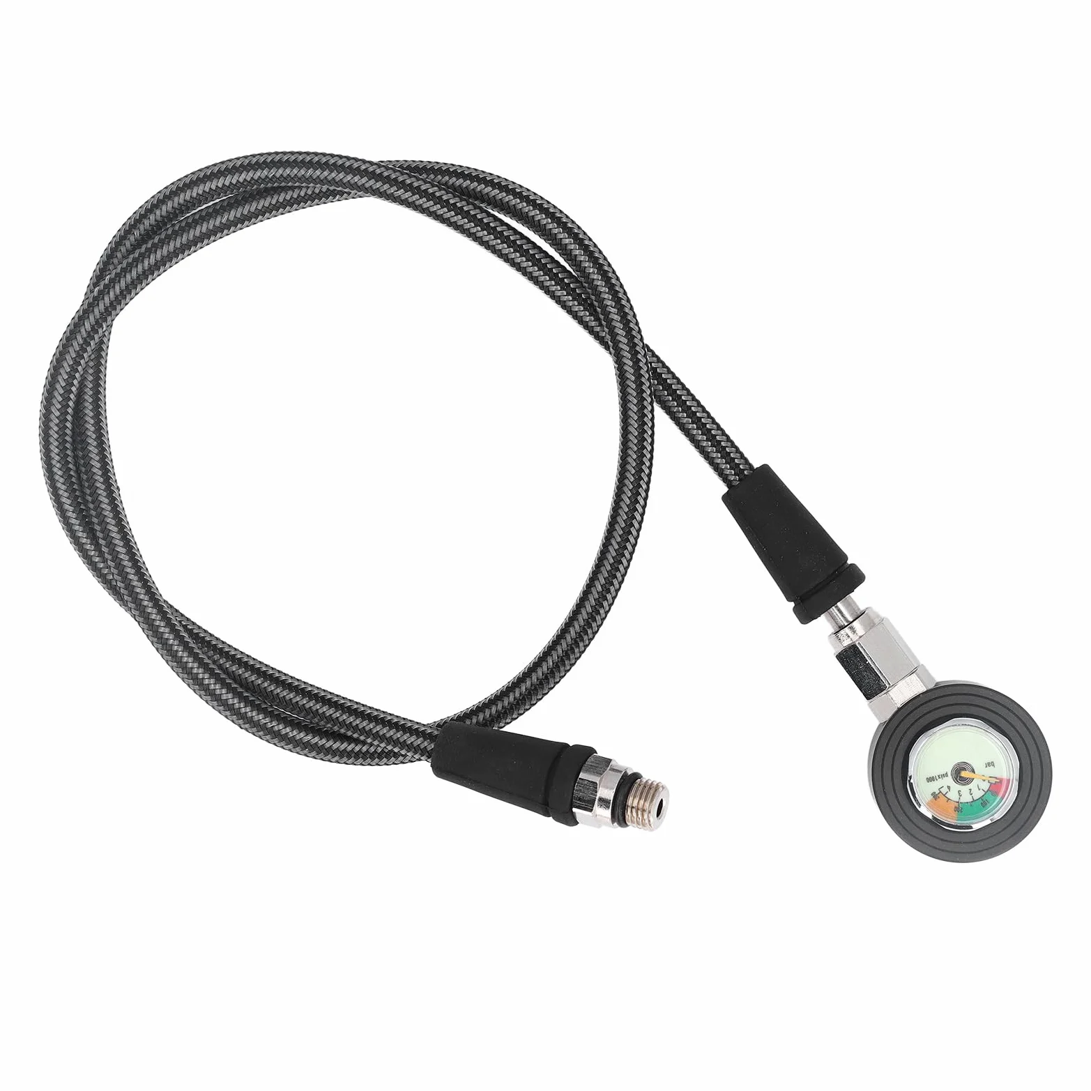 Manómetro de Buceo con rotación de 360 ​​Grados, manómetro Sumergible Luminoso de aleación de Aluminio, manómetro de Manguera de Buceo multifunción con Manguera de presión