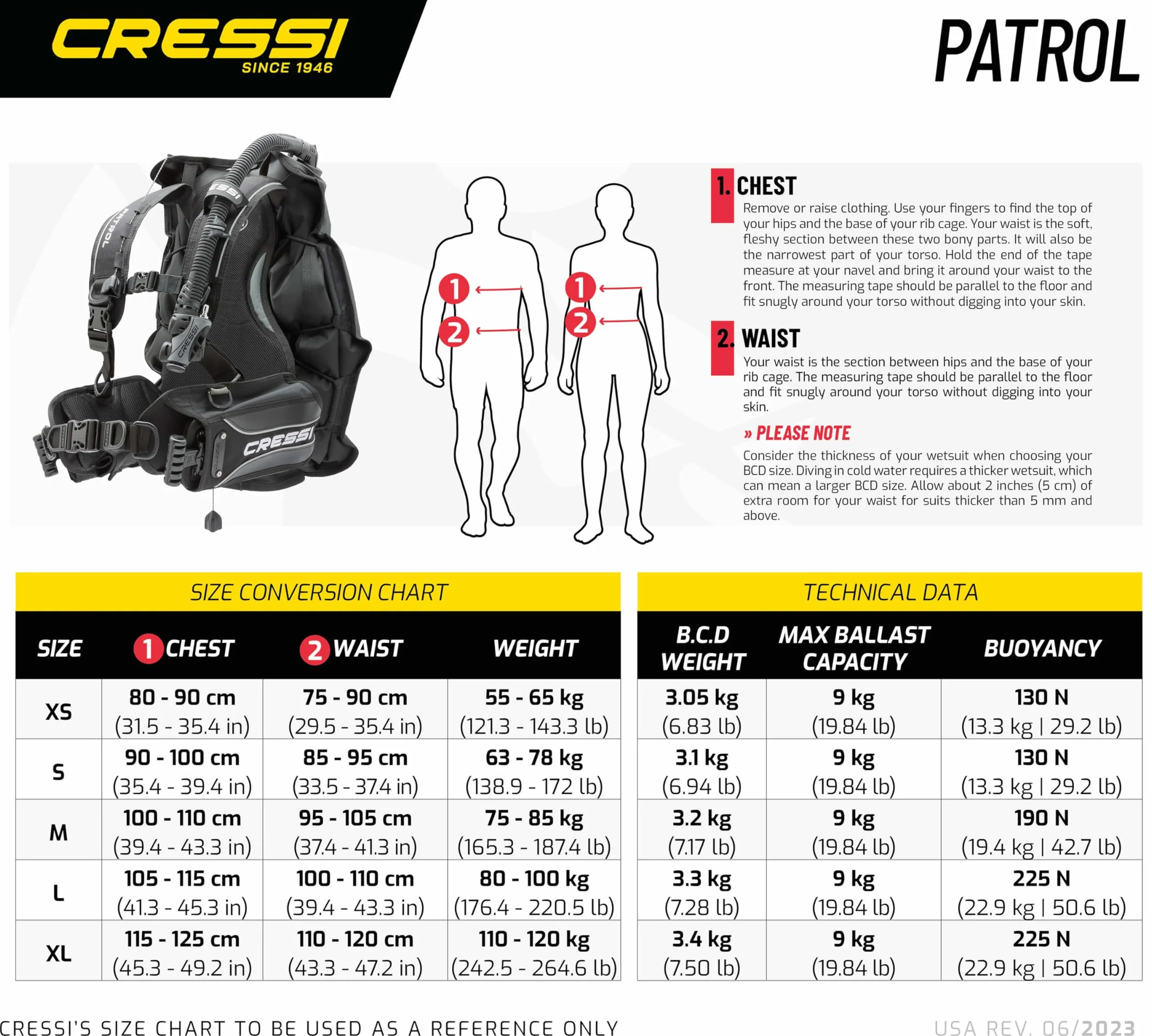 Cressi Patrol B.C.'D - Chaqueta Unisex para Buceo, Color Negro