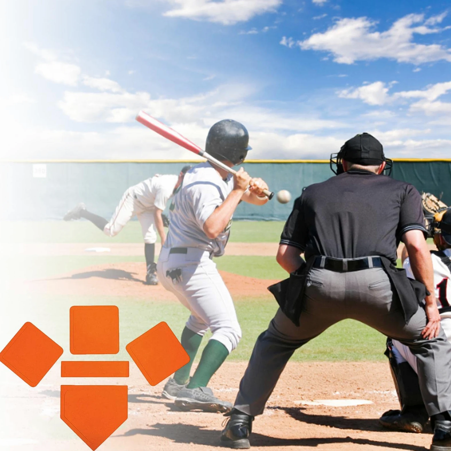 Bases para Practicar Beisbol Niños,Bases Campo Goma para niños Patio Trasero - Bases béisbol multifuncionales para Teeball Softball Kickball y Baseball