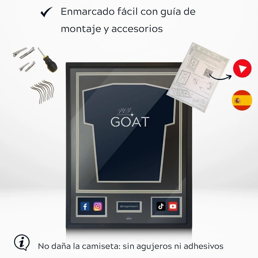 Marco de camiseta de fútbol My Goat 60x80 cm aluminio gris con personalización de fotos y texto