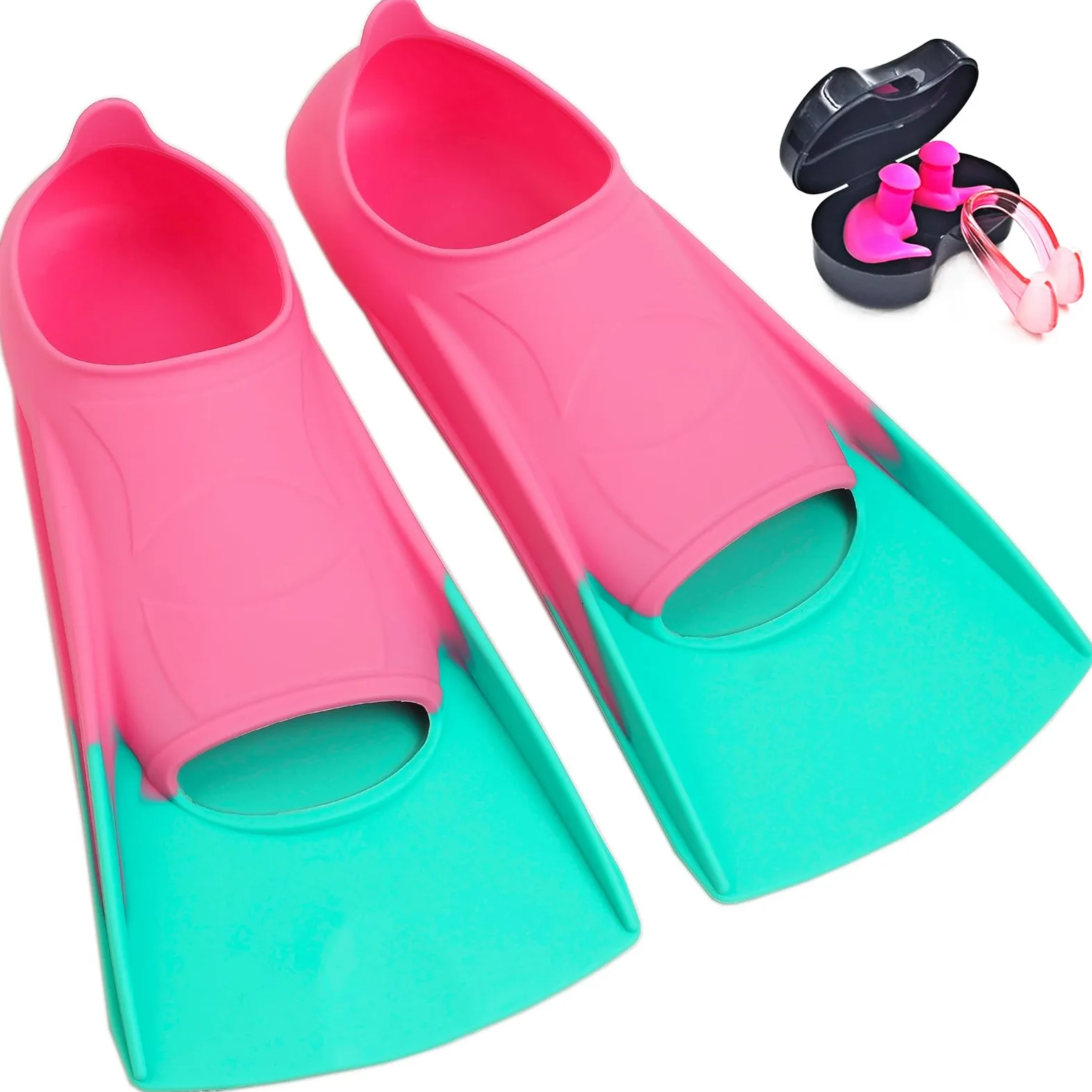 Aletas de natación, aletas de natación para niños, cómodas aletas de silicona con bolsa de malla, aletas de natación de tamaño de viaje para mujeres, jóvenes, adultos