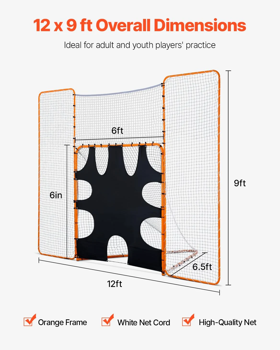 VEVOR Portería portátil de Lacrosse - Juego Completo de Accesorios de Entrenamiento con Cobertura extendida para jóvenes y Adultos