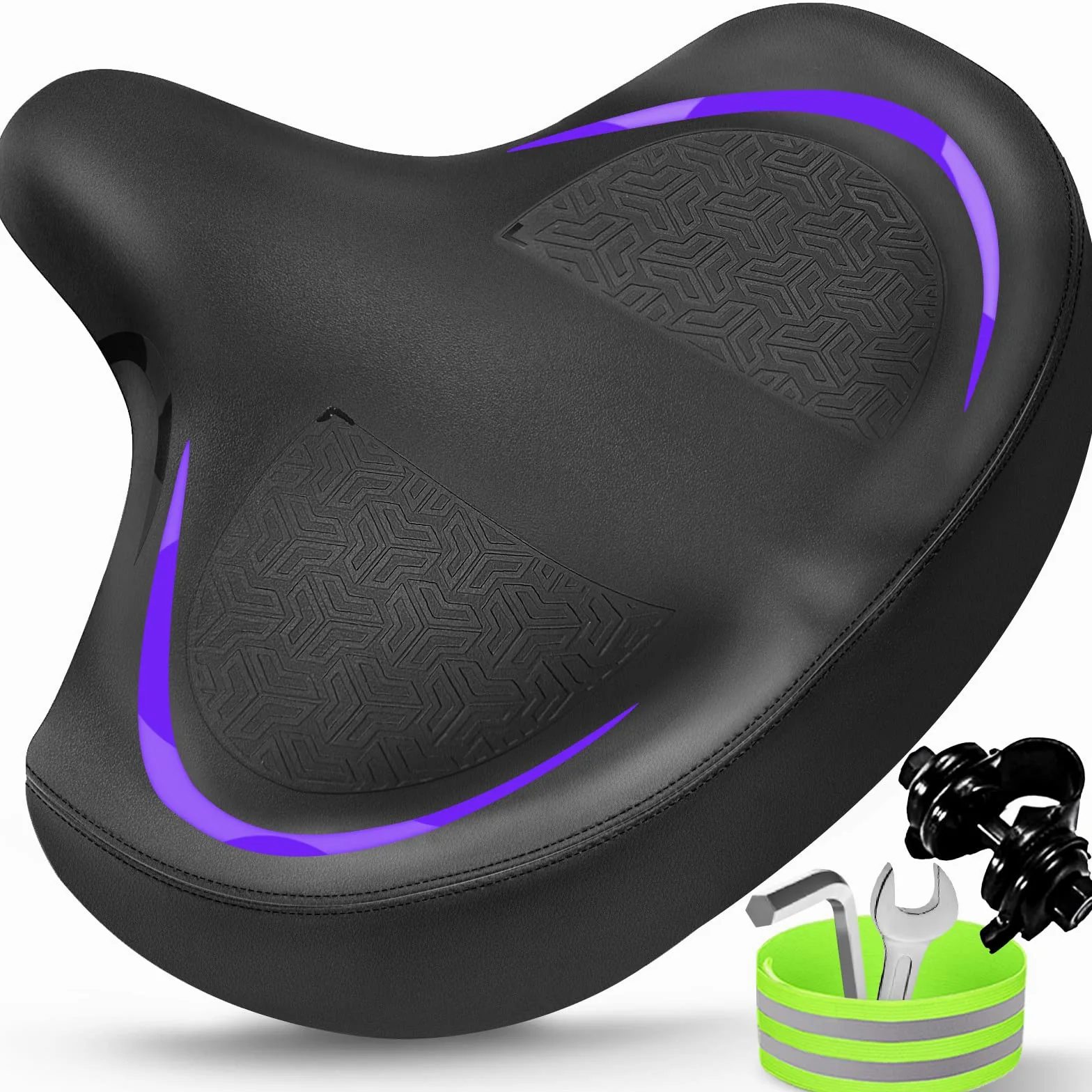 Asiento de bicicleta, asiento de bicicleta para mujeres y hombres, extra cómodo, ancho, asiento cómodo de gran tamaño para bicicletas Peloton, apto para bicicletas estáticas, bicicletas eléctricas