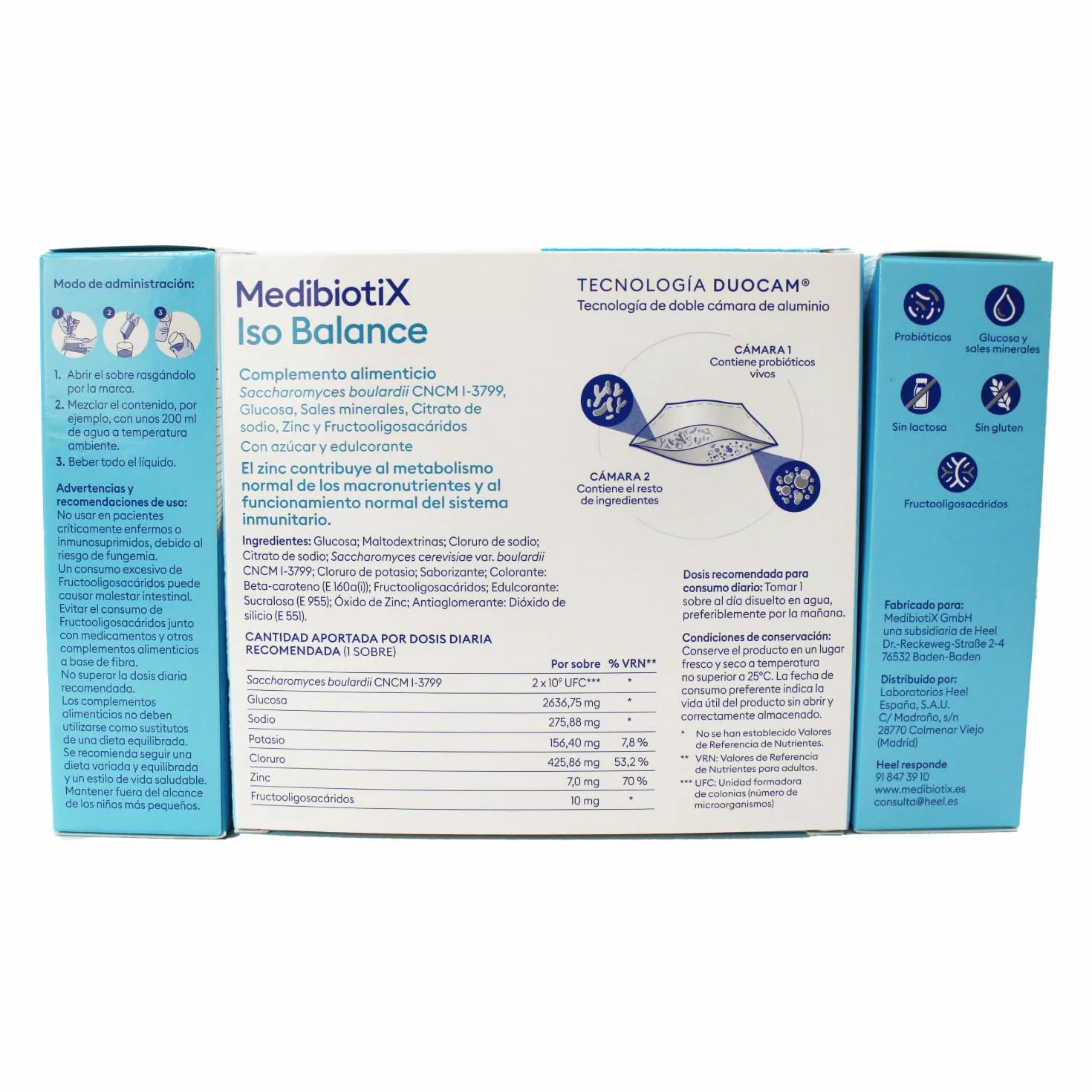 MedibiotiX Iso Balance Complemento Alimenticio con Prebióticos, Probióticos y Sales Minerales, 10 Sticks