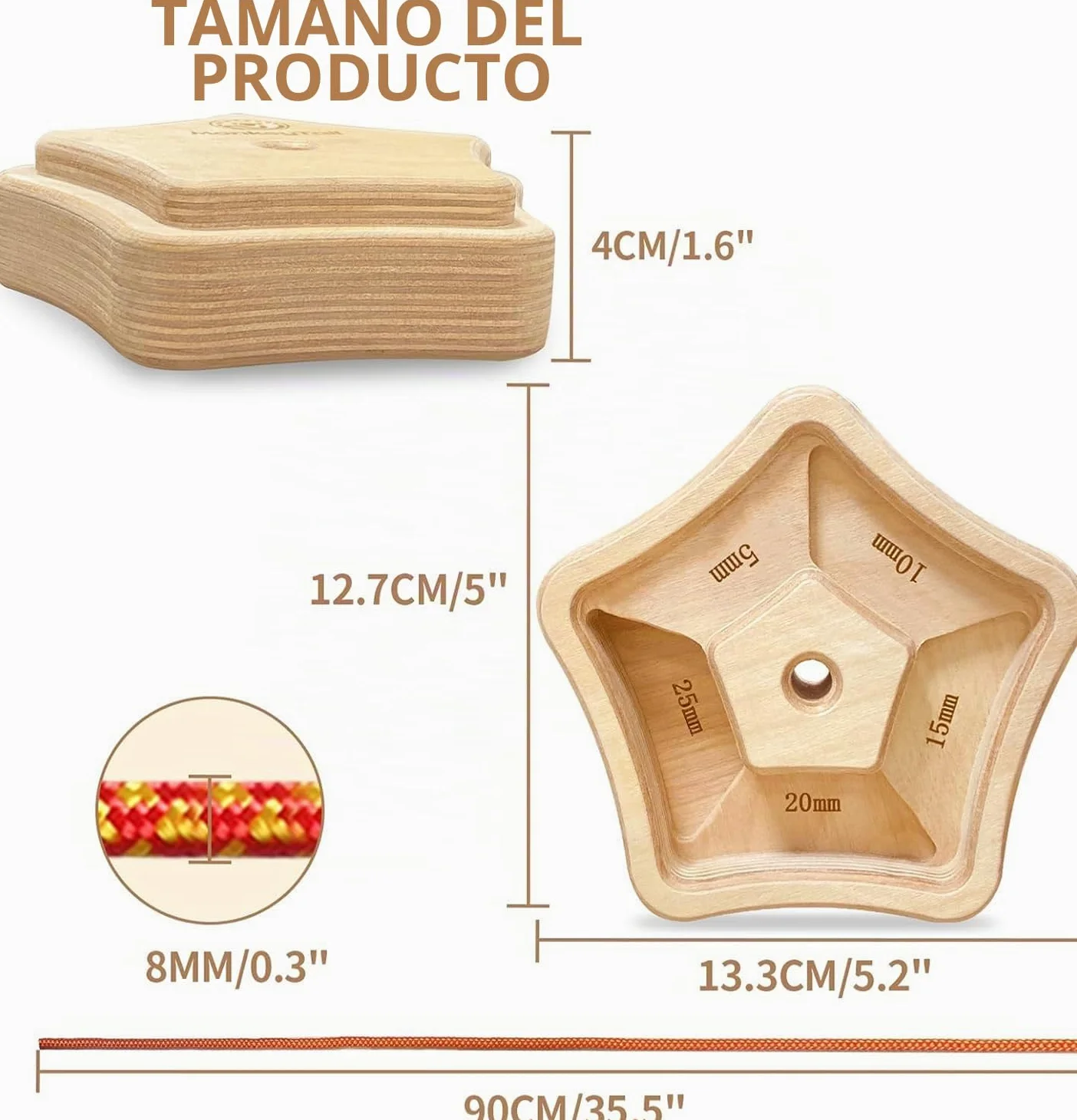 MonkeyTail Hangboard - Tabla de escalada para fortalecer el mango de escalada de madera para interiores y exteriores
