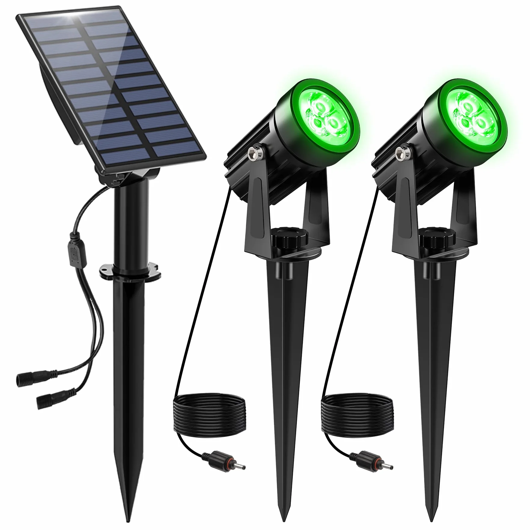 NATPOW Focos LED Exterior Solare Verde 2 en 1 IP65 Impermeable 2 Niveles de Brillo