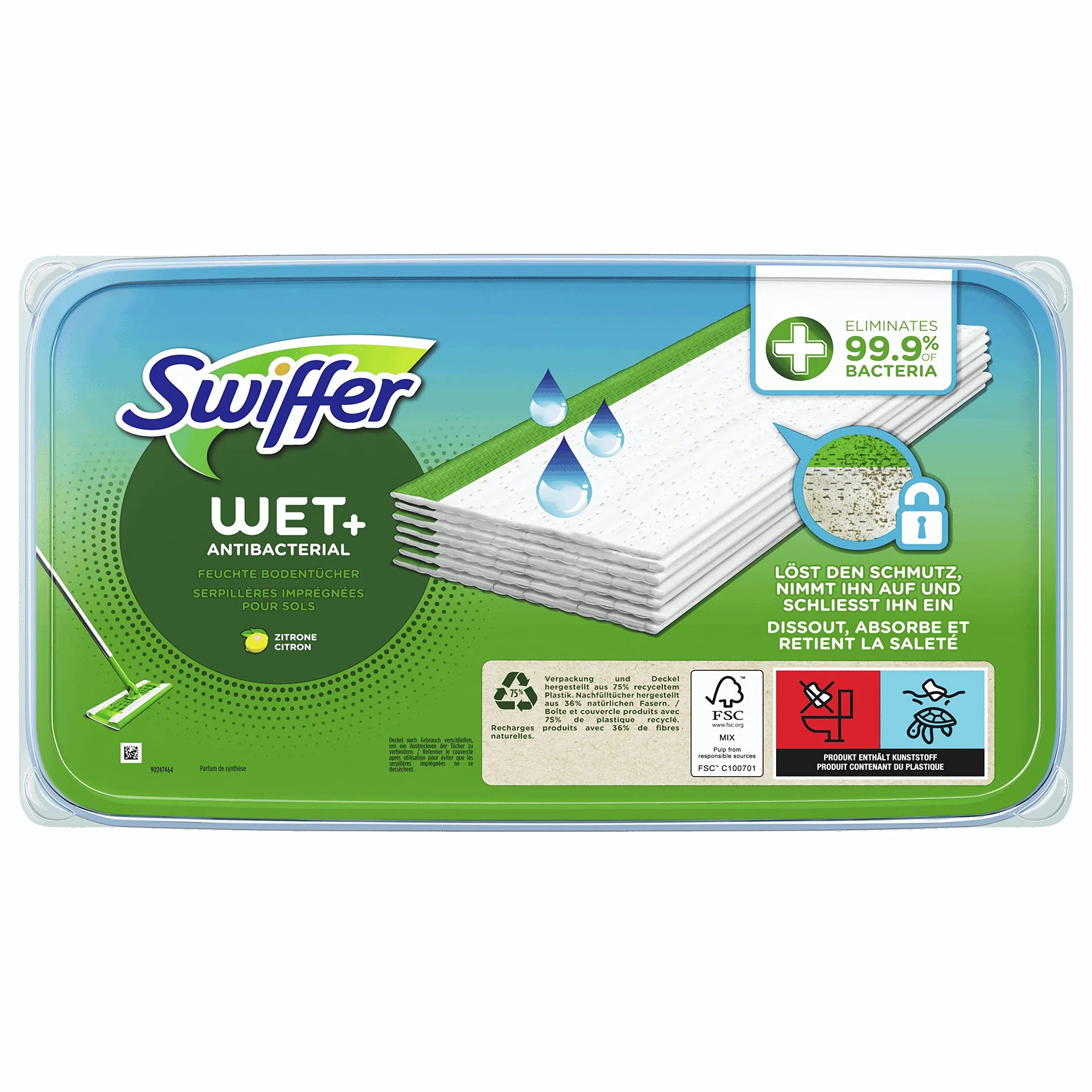 Swiffer WIP antibacterial Húmedo de piso 10er
