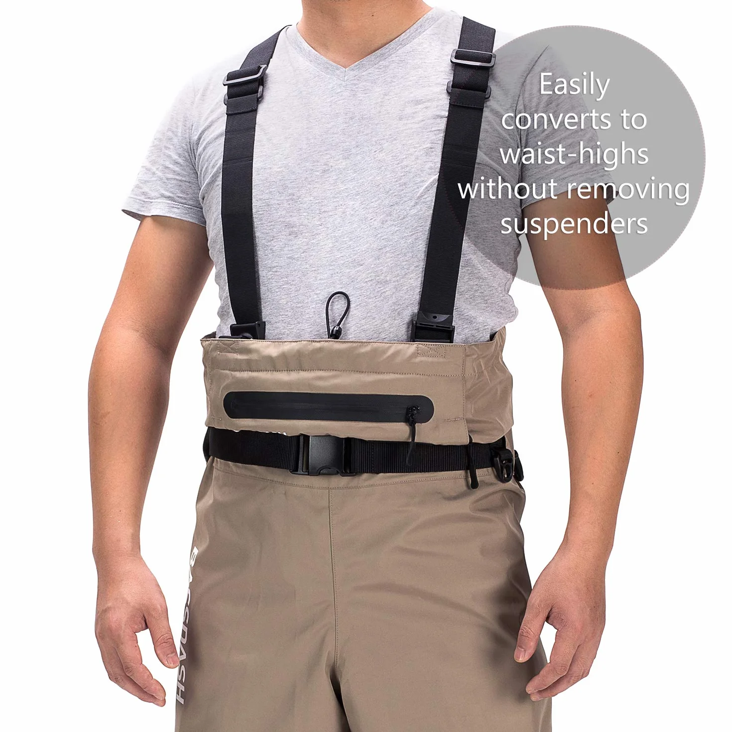 Bassdash Waders Convertibles Pecho/Cintura Traspirables Pesca Caza Calcetín Integrado