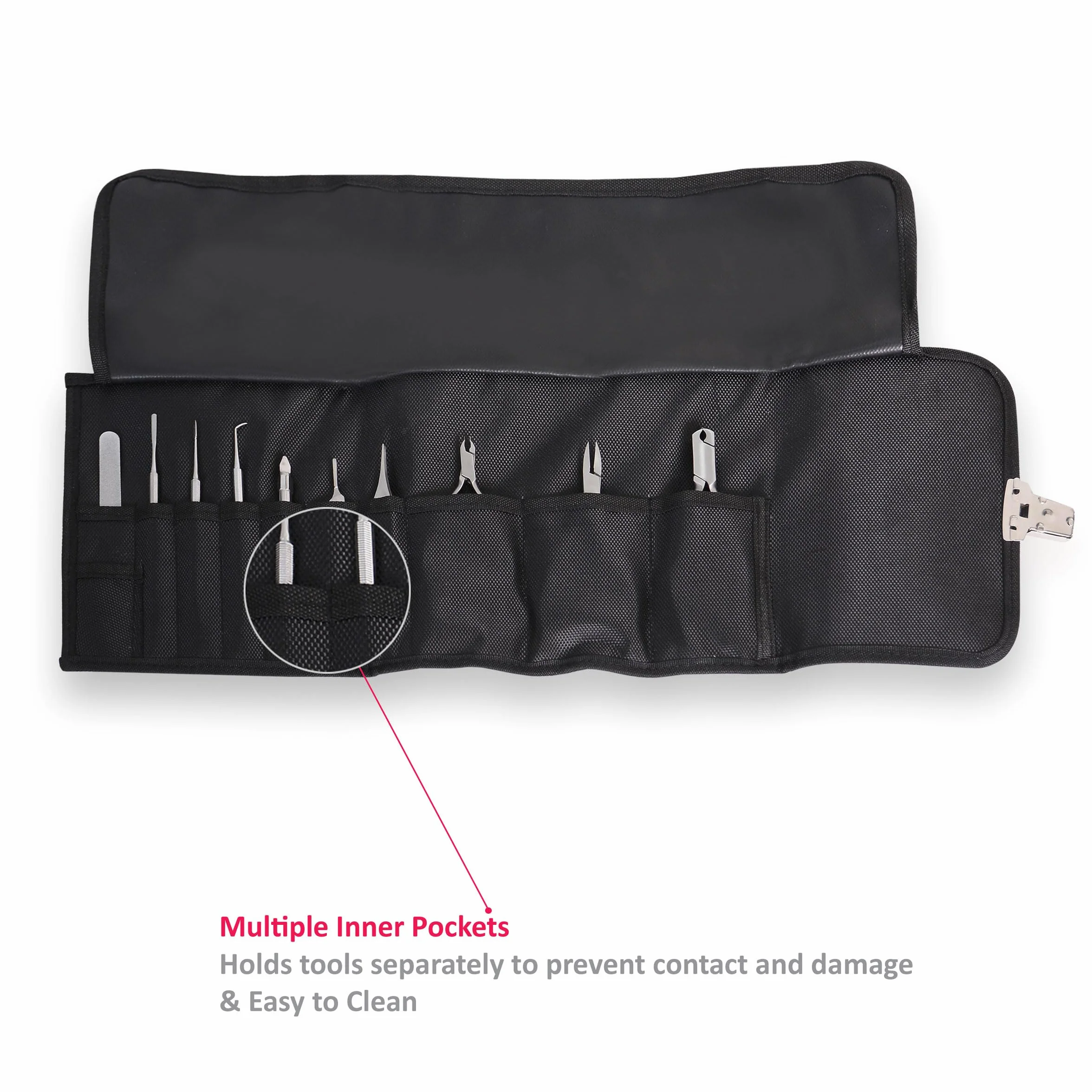 Estuche para cuidado de los pies, bolsa vacía para manicura y pedicura, Negro, 13 x 19 cm