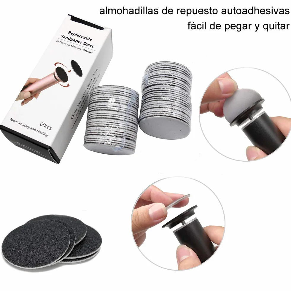 Lima Eléctrica Para Pies, Velocidad Ajustable, Cuidado de Los Pies con Almohadillas de Repuesto, Elimina la Piel Seca y Dura (Negro)