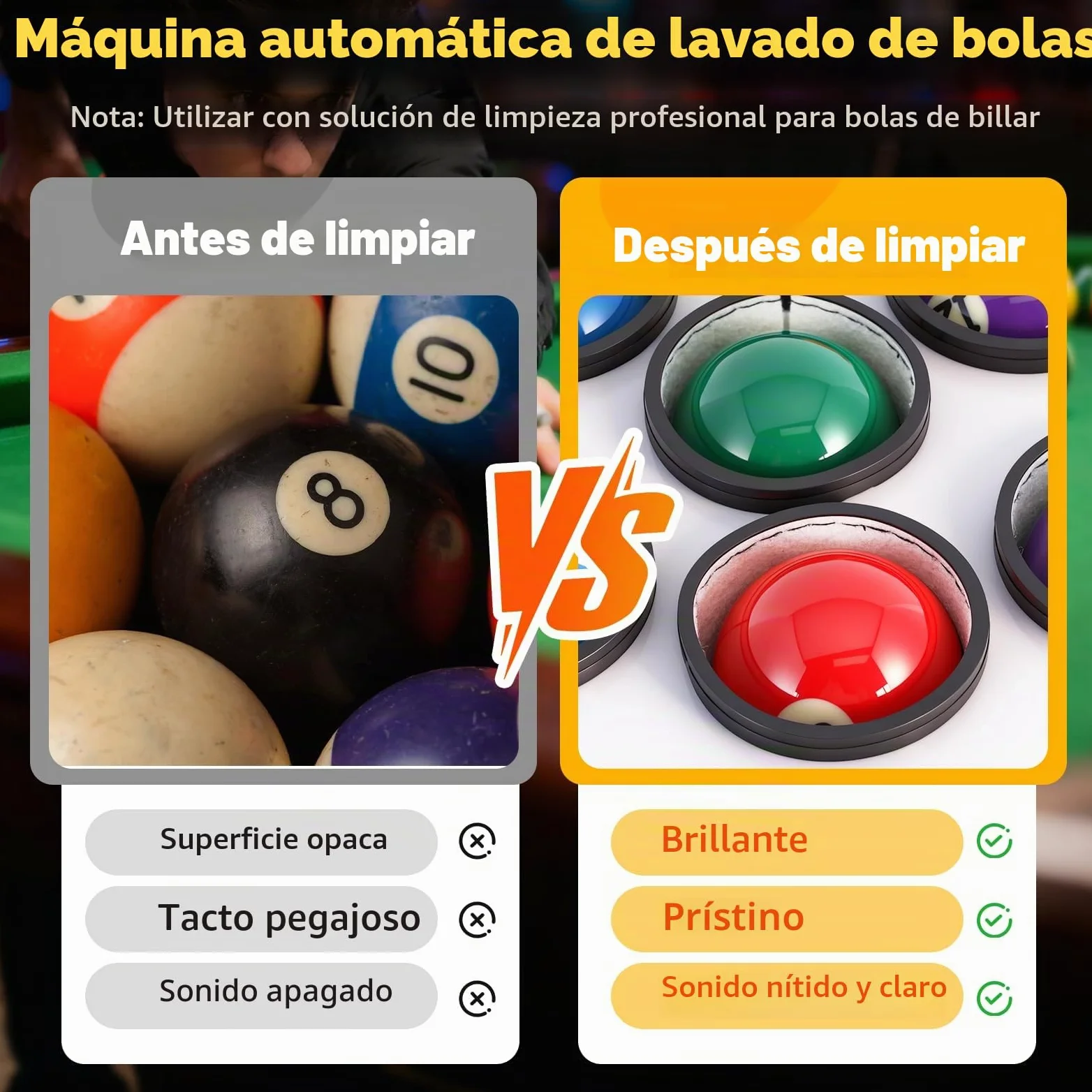 YJINGRUI Limpiador automático de bolas de billar, 16 bolas de piscina, pulidora, máquina de limpieza de bolas de billar, con llave y cepillo para bolas de billar de 57,2 mm