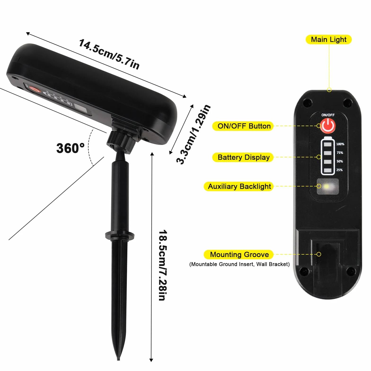 T-SUN 4 Piezas Luces Solares Exterior 3000K IP65 Impermeable 360° Ajustable