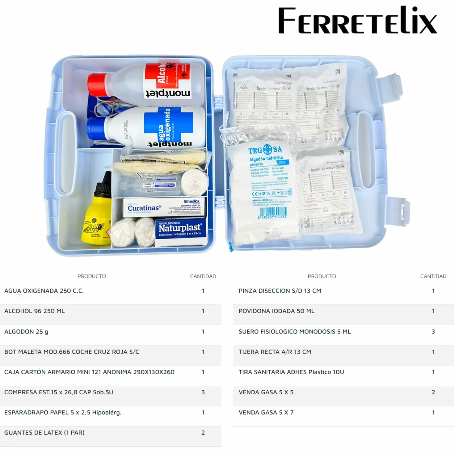 FERRETELIX® Botiquín Maletín Homologado 26x23x7 cm Kit Primeros Auxilios Portátil