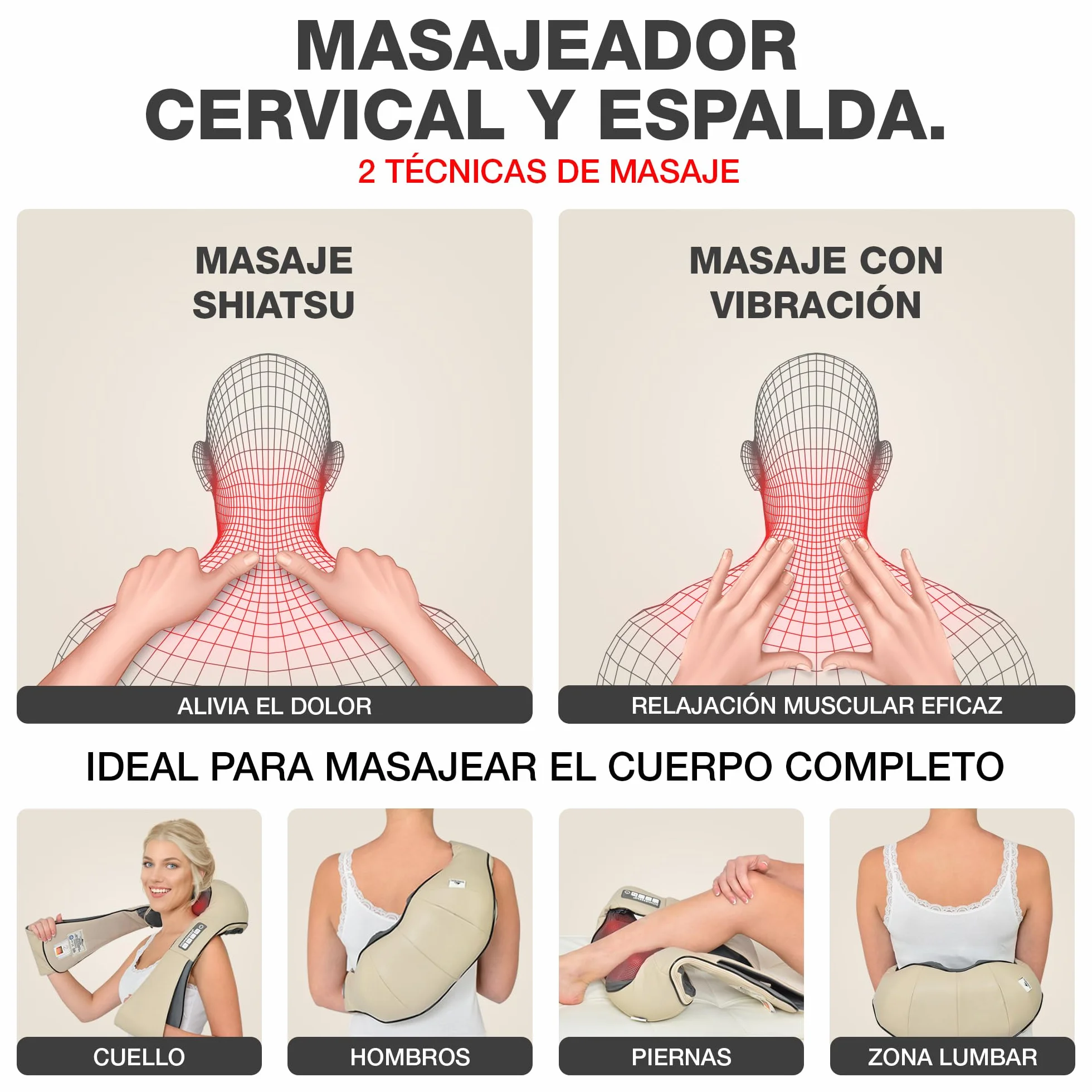 Donnerberg Masajeador Cervical y Espalda Manual con Calor Infrarrojo