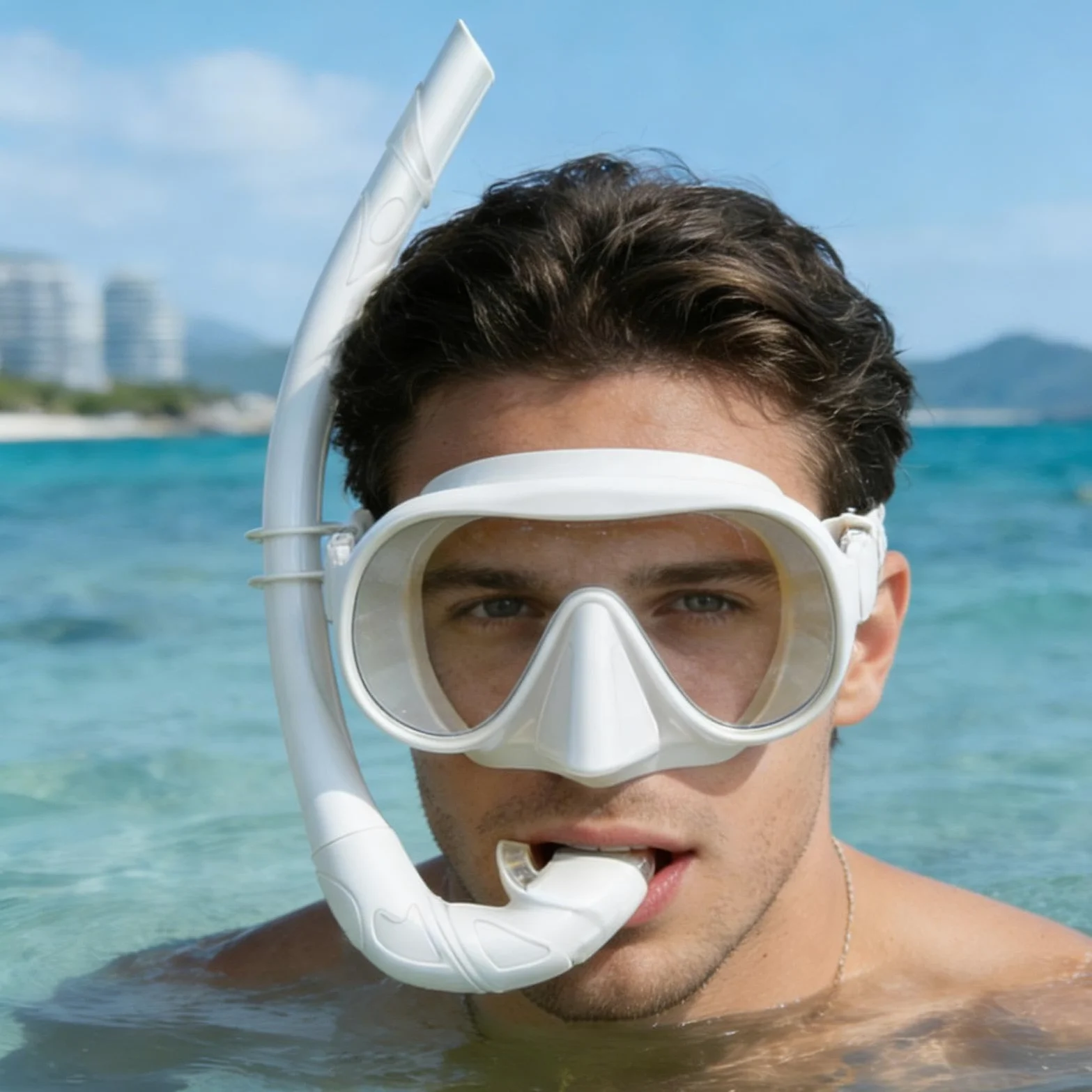 Conjunto de Tuba para Adultos Máscara Gran Angular Antiniebla | Con caja de almacenamiento y correa ajustable, plegable para el aprendizaje de natación, viajes isleños, deportes