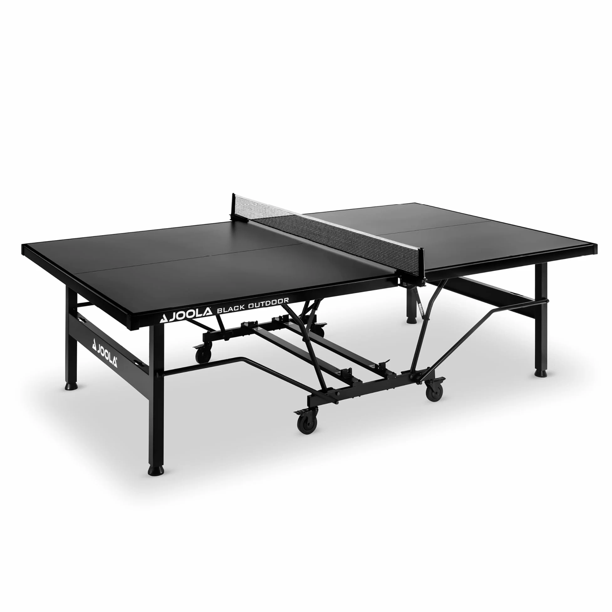 JOOLA Mesa de Ping Pong Black Outdoor - Superficie de Aluminio 6mm - Sistema de Transporte y Plegable