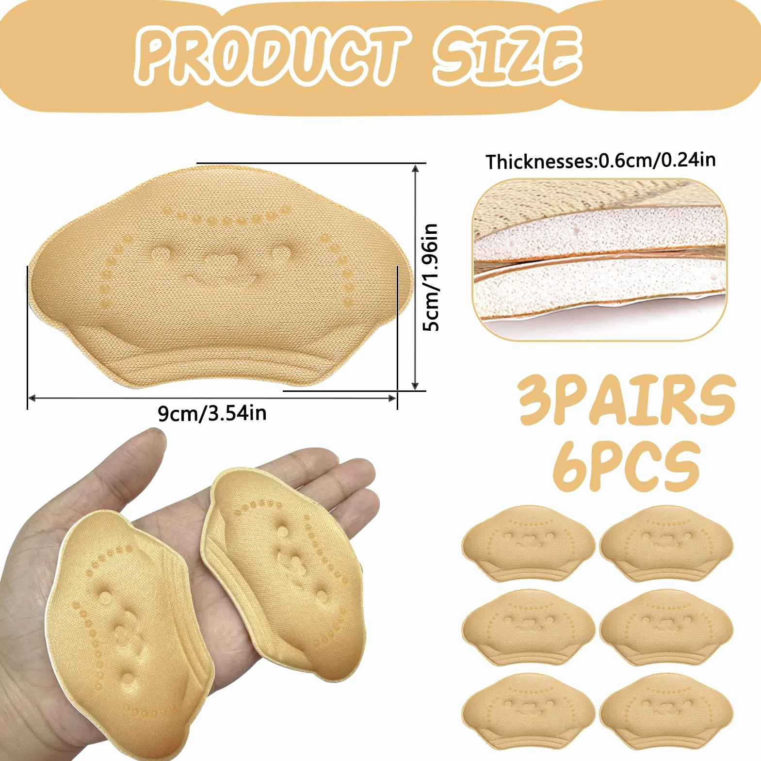 Taloneras para Zapatos de Niños, Set de 6 Unidades, Reduce el Tamaño, Cómodas y Autoadhesivas
