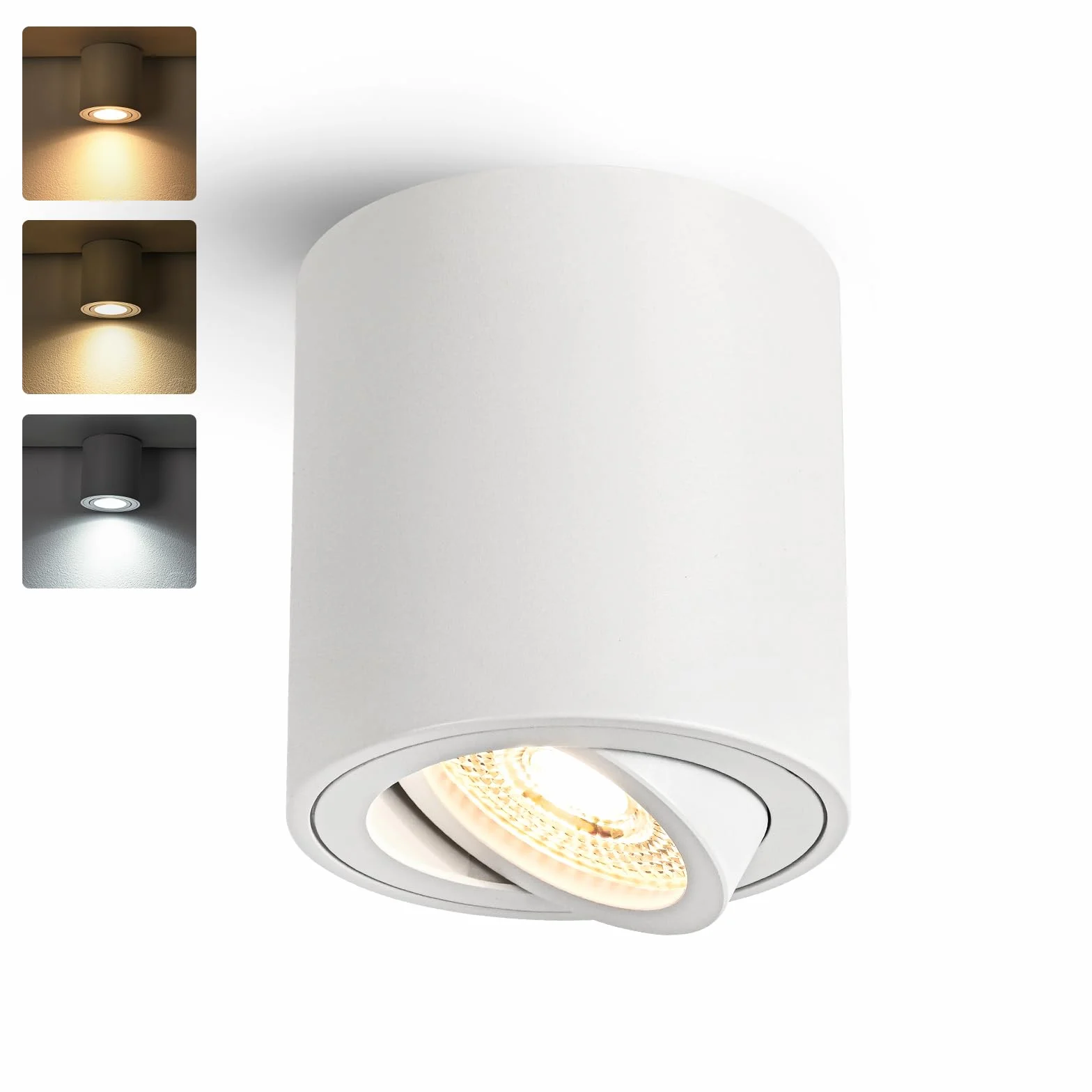 Focos LED Interior Techo Blanco Orientable 5W GU10 3000K 4000K 6000K Aluminio 230V Downlight LED Superficie Ø80x84mm