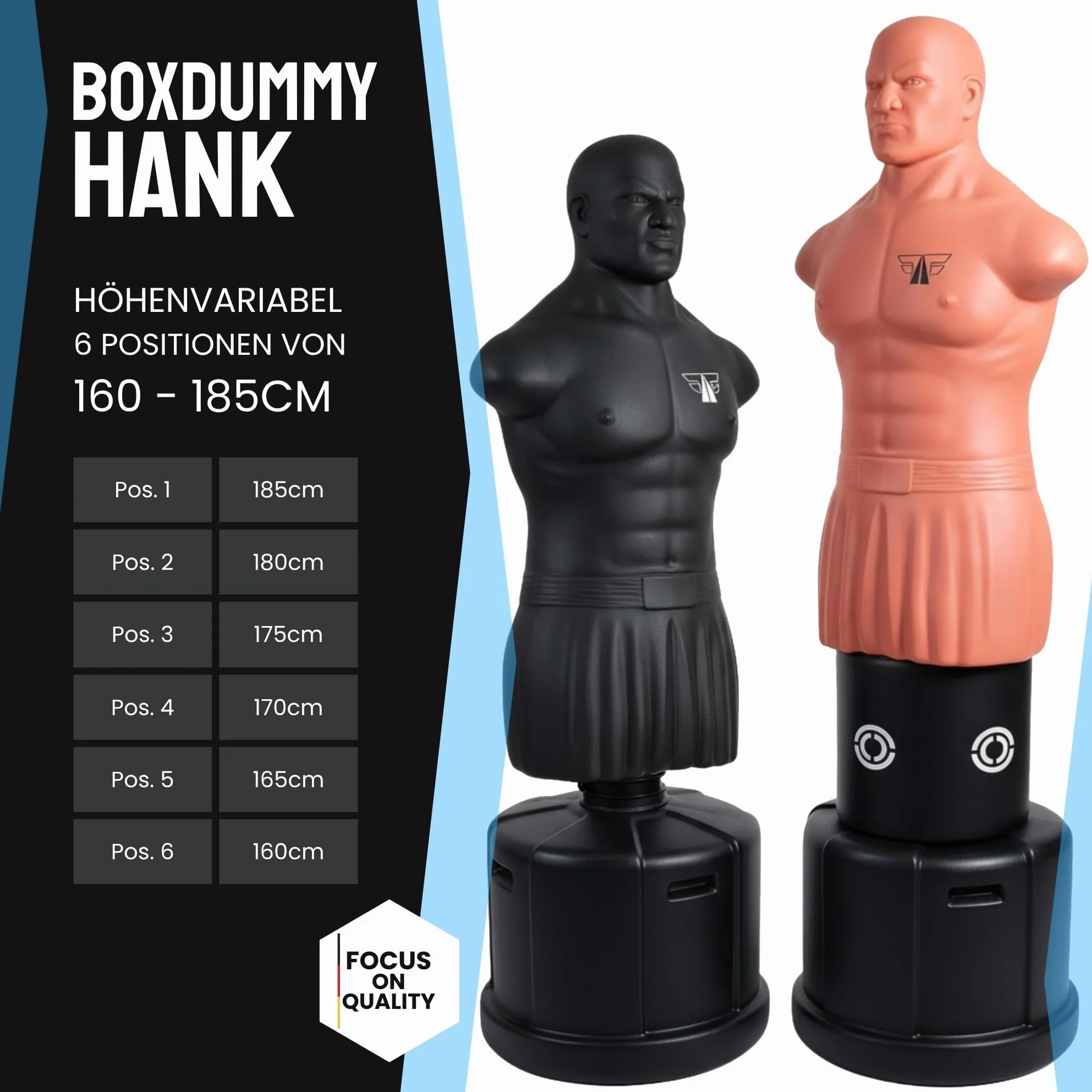 FOX-FIGHT Hank Box Dummy Saco de Boxeo 160-180 cm Ajustable Acolchado