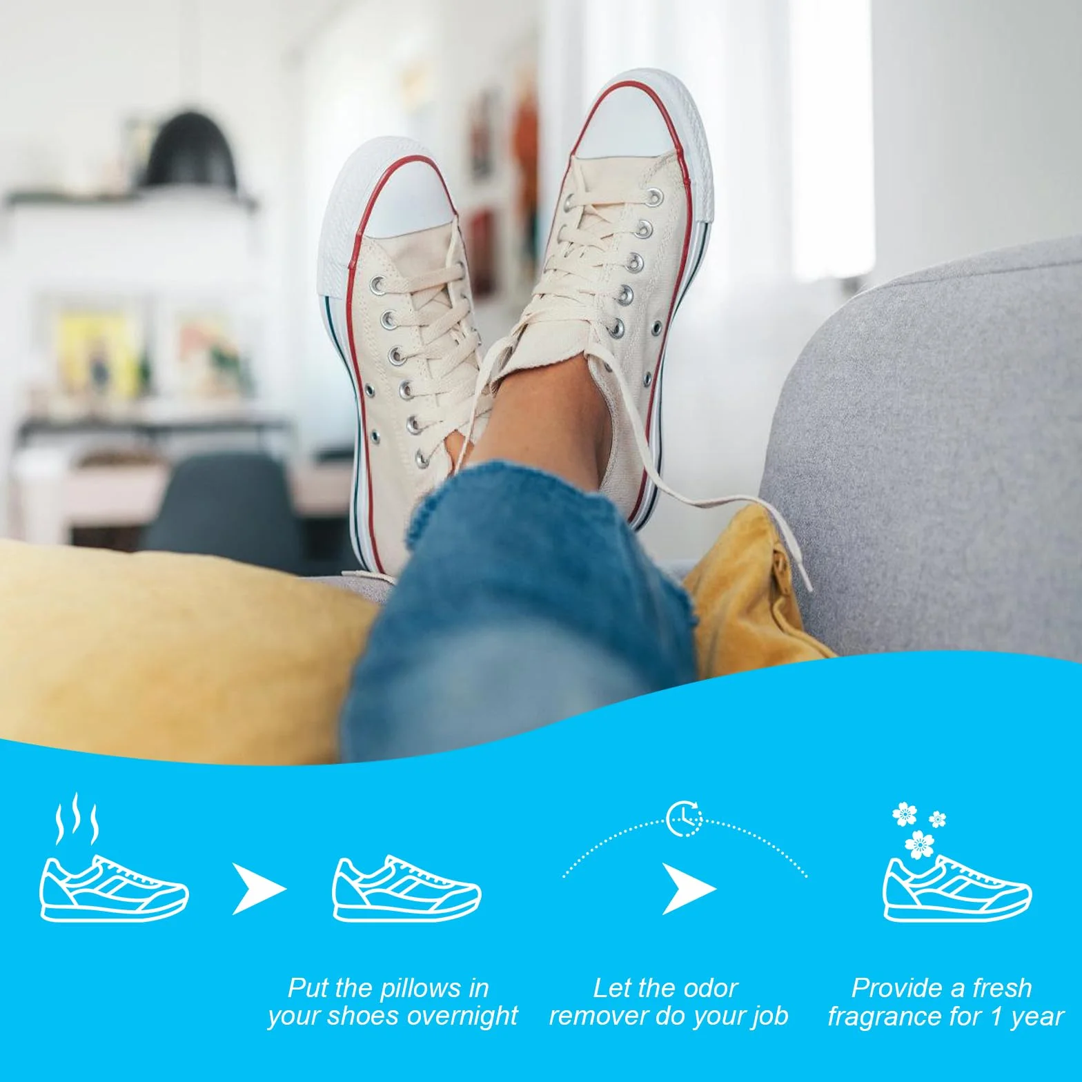 Eliminador de Olores para Zapatos, Bolsa Purificadora de Aire, Desodorante de Zapatos con Carbón Activado (Azul)