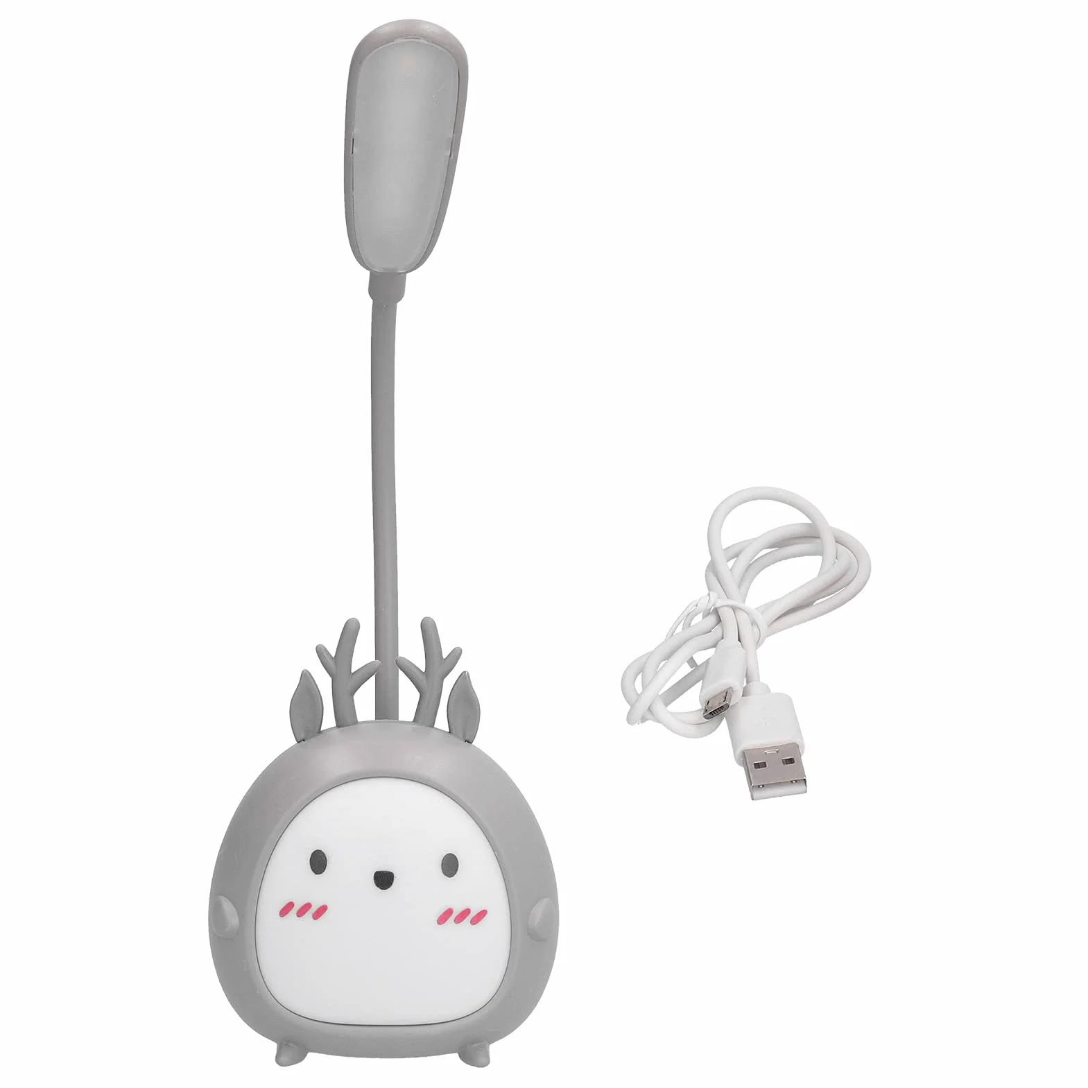 Lámpara de Escritorio LED de Animales de Dibujos Animados con Portalápices, Recargable USB, Diseño de Alce