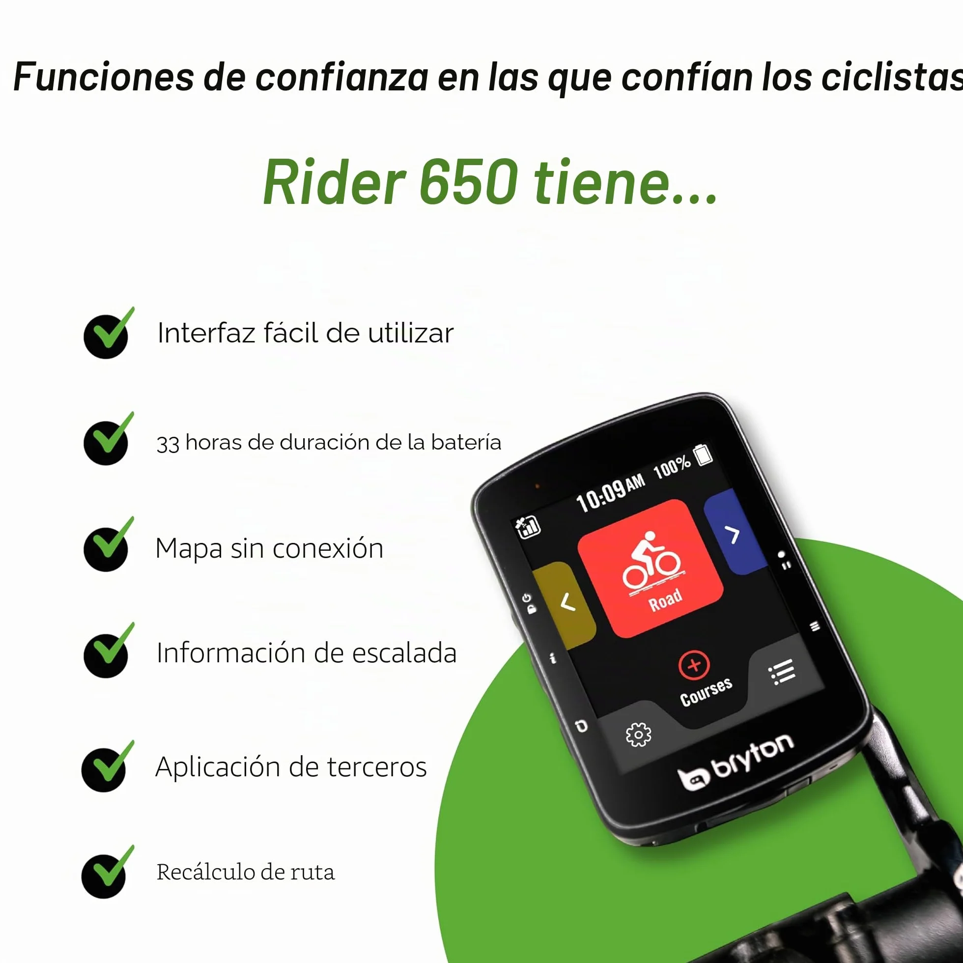 Bryton Rider 650 Ciclocomputador GPS, Pantalla táctil a Color de 2,8", hasta 33h de batería, mapas de Europa preinstalados, navegación Giro a Giro, Ajuste automático de Brillo