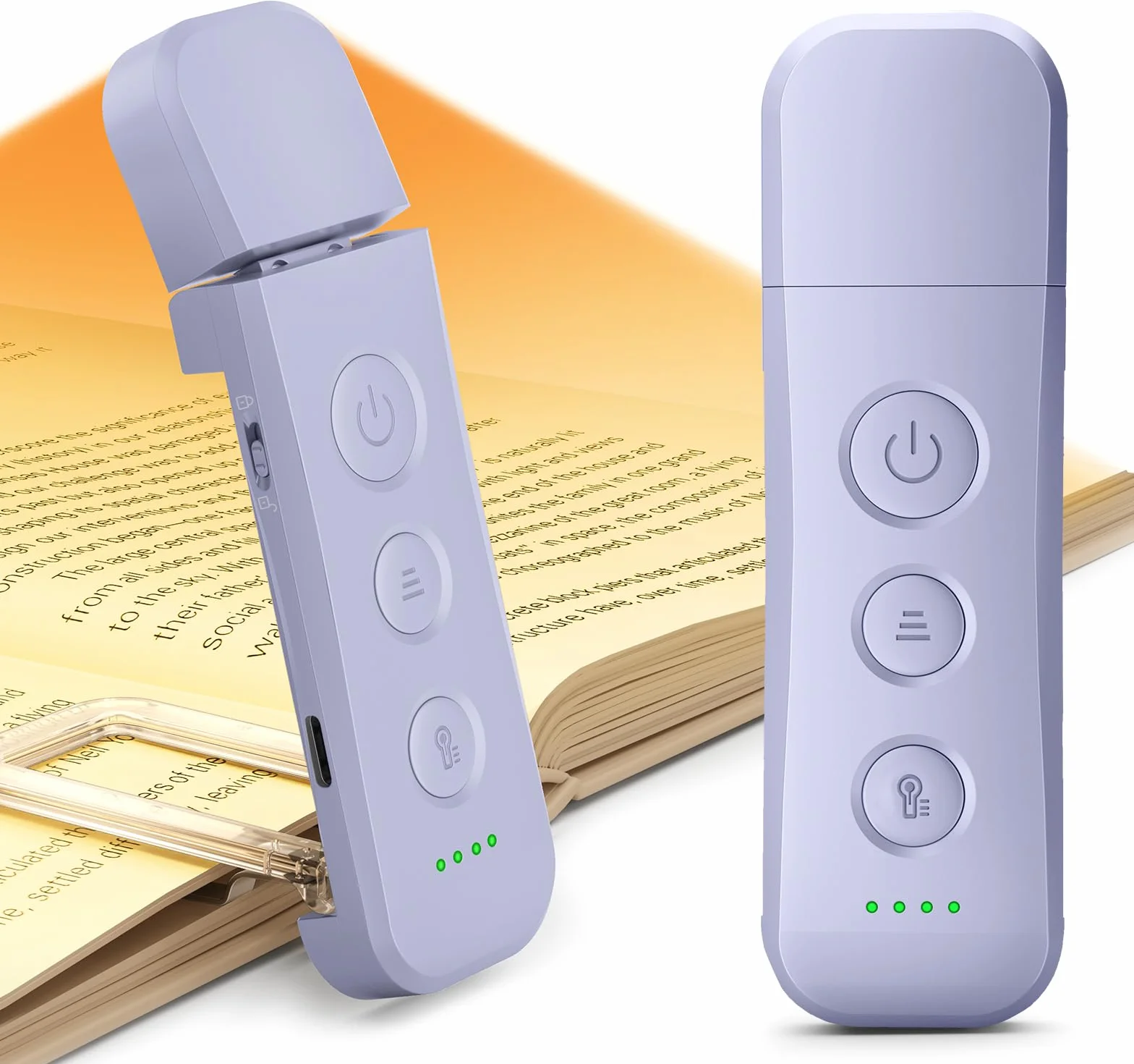 Glocusent Luz Lectura 12 LEDs 200H Autonomía 5 Colores Ámbar 5 Brillos Regulables Recargable USB-C