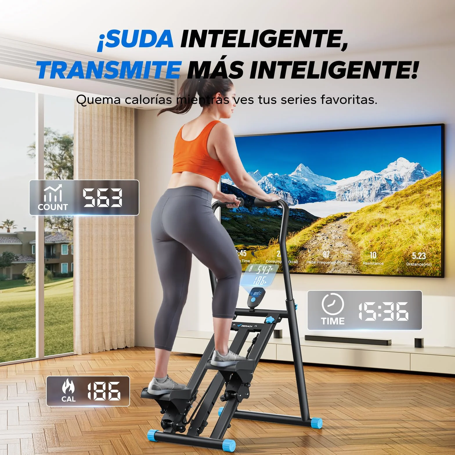 MERACH Stepper,2025 Stair Stepper Pro,Stepper de Fitness para Apartamento en Casa con Resistencia Ajustable de 3 Niveles,Maquina de Subir Escaleras Deportivo Cardio Plegable con Manillar Ajustable