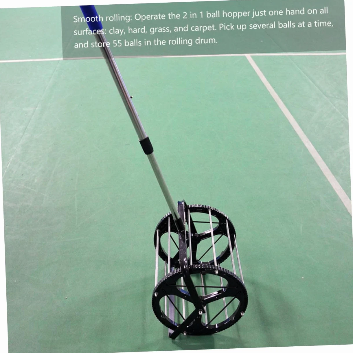 WOONEKY Cesta Recoge Pelotas Tenis Ajustable con Ruedas Capacidad Bolas para Entrenamiento Sin Agacharse