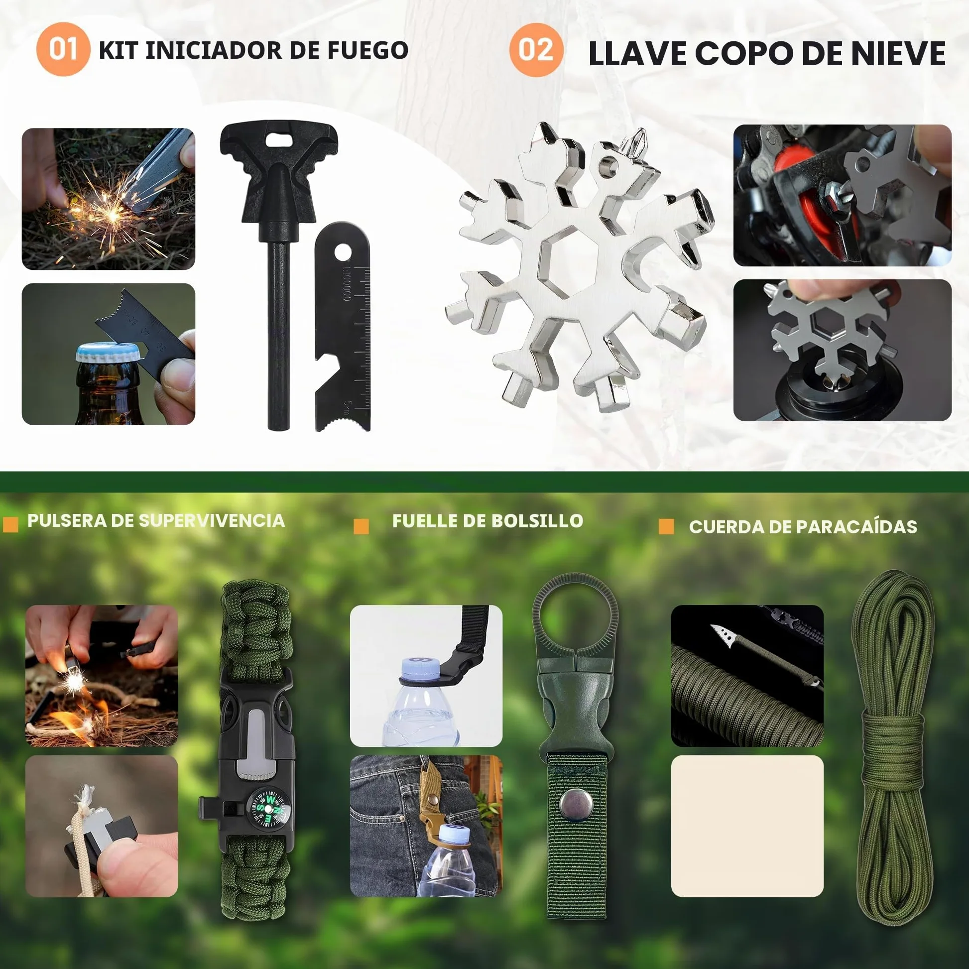 Kit de supervivencia 20 en 1, equipo de emergencia, kit de supervivencia militar de alta calidad, paquete de supervivencia, mochila de emergencia llena, equipo para exteriores, set de supervivencia