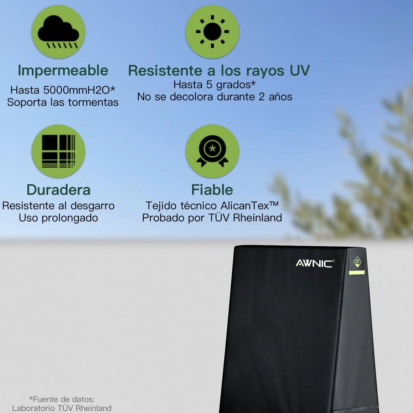 AWNIC Funda Mesa Ping Pong Exterior Impermeable Resistente al Polvo Anti-UV Protección Oxford Poliéster UV Resistente 165x70x170cm