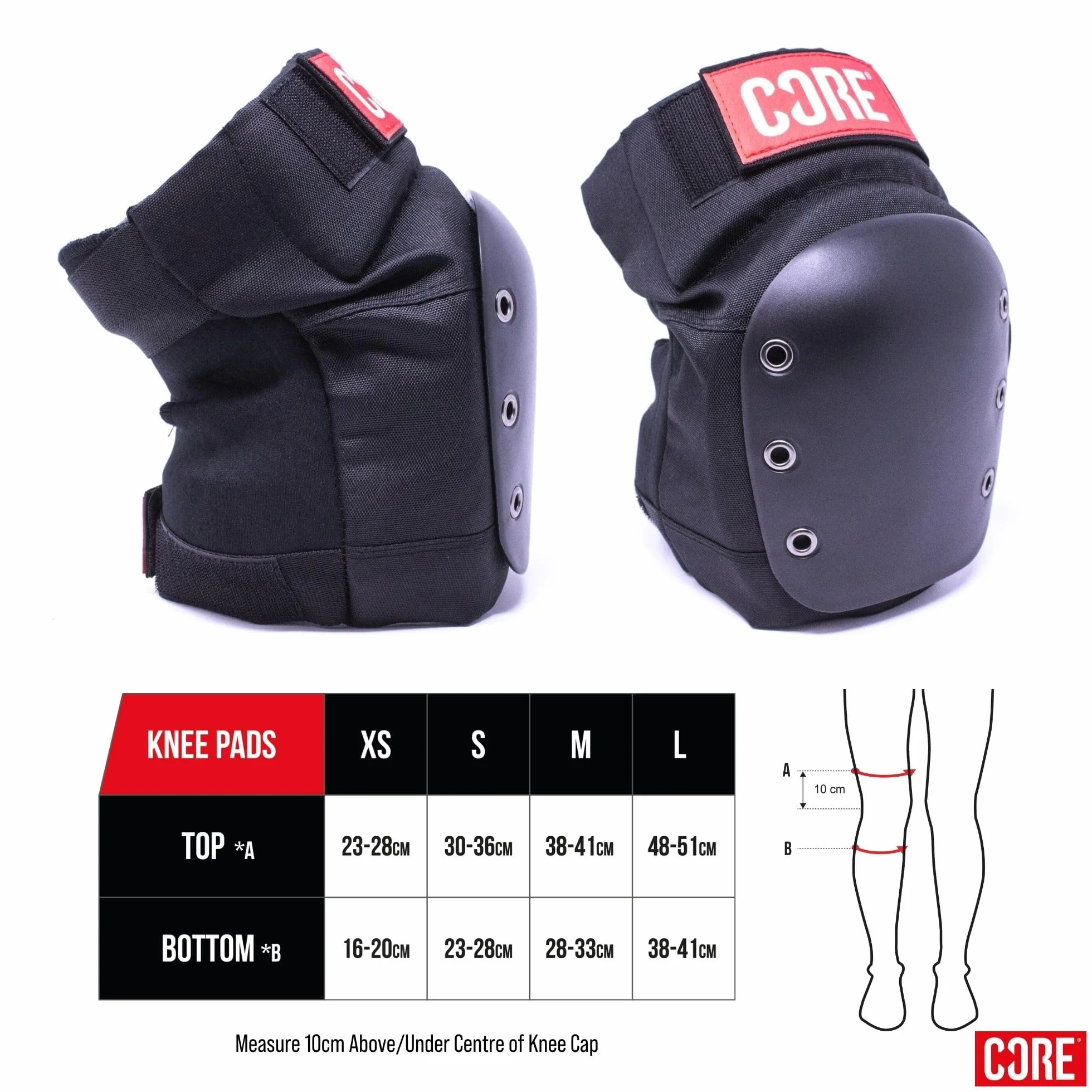 Core Centrano Rodilleras para adultos negro talla L