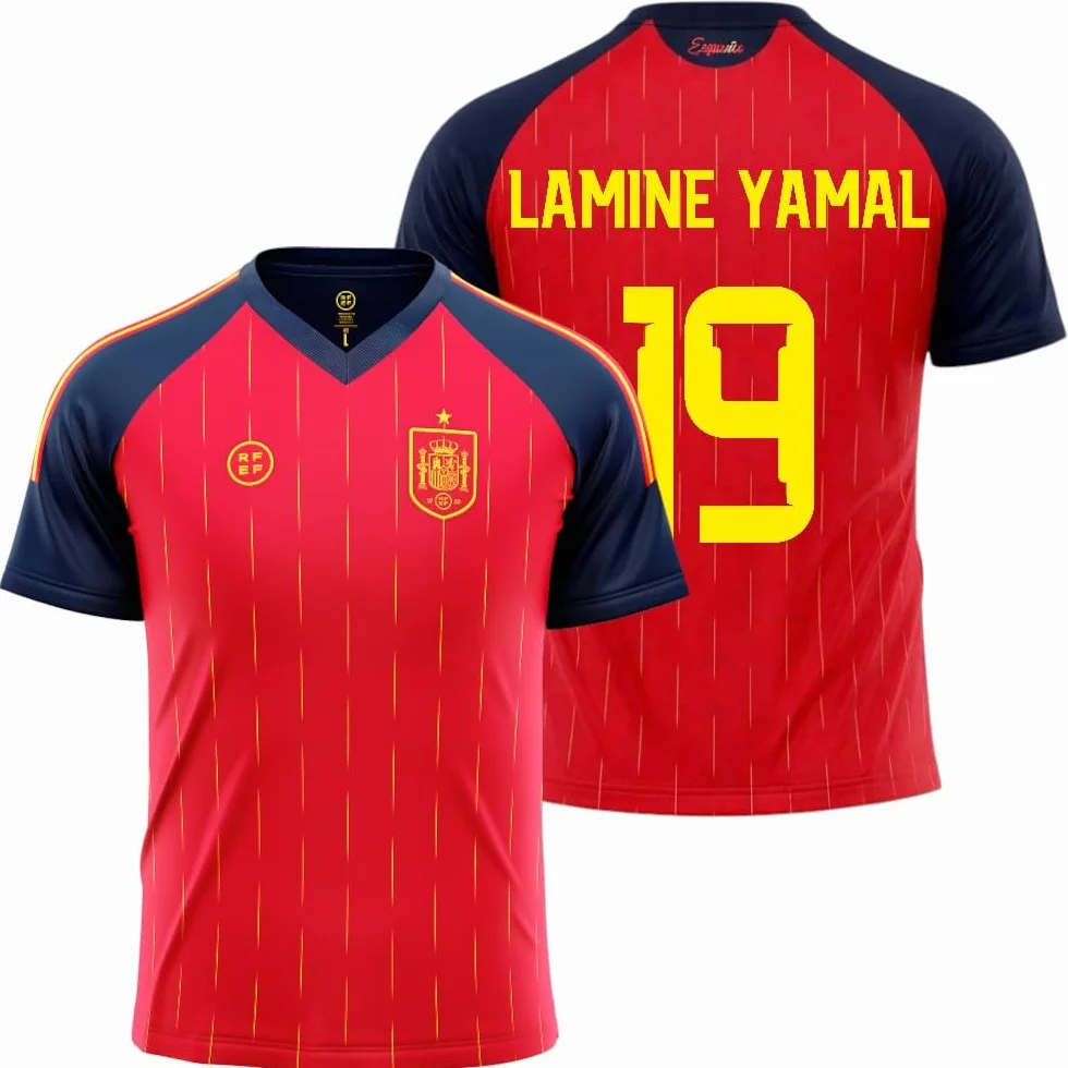 Camiseta Seleccion Española Mundial 2026-2028 Replica Oficial | LAMINE YAMAL #19 | Edición Actual | Escudo Bordado | Tejido Transpirable | Corte Unisex | Detalles Premium Aficionado