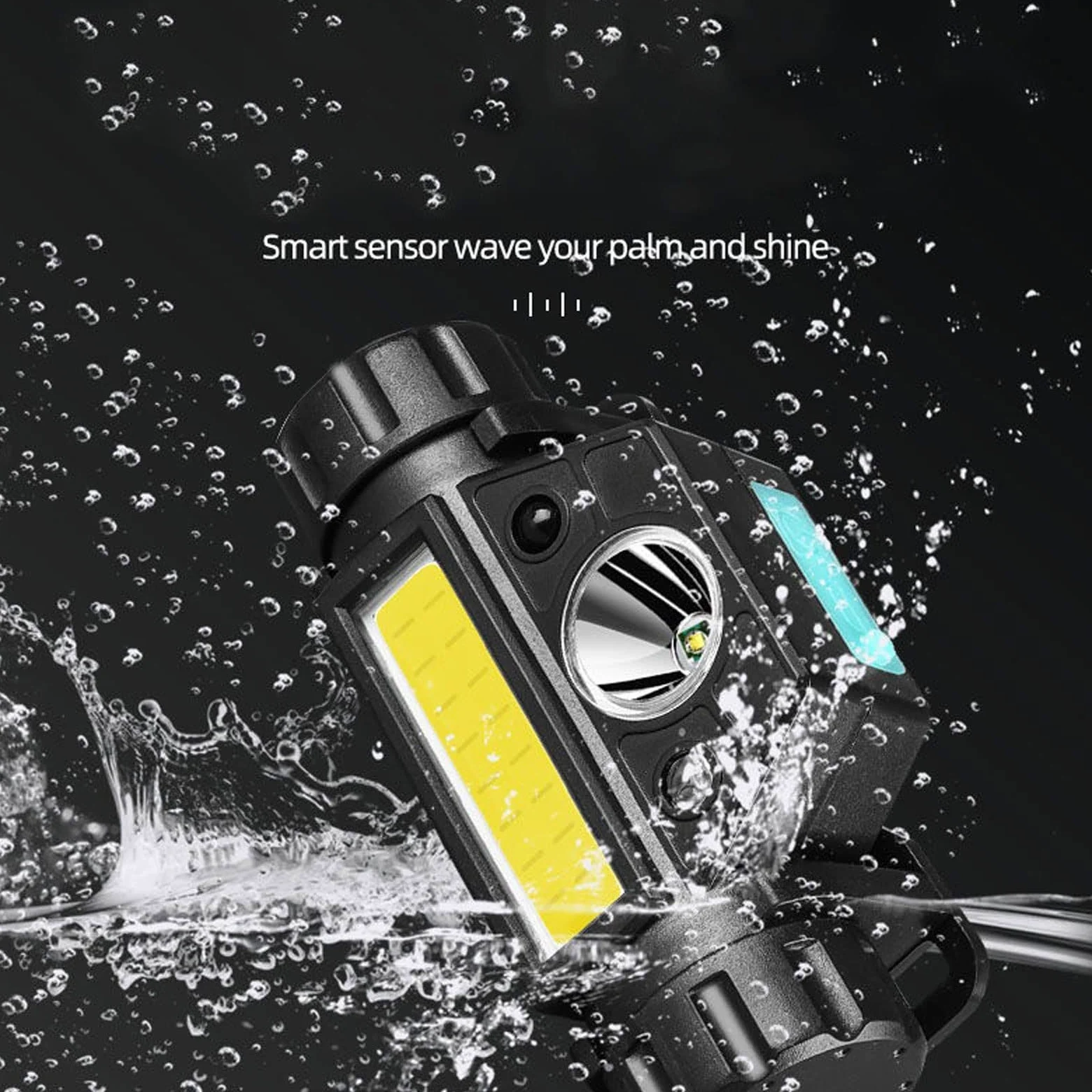 Linterna frontal resistente al agua LED COB luz de trabajo 2 modos de luz con imán USB faro batería integrada traje para pesca, camping, etc