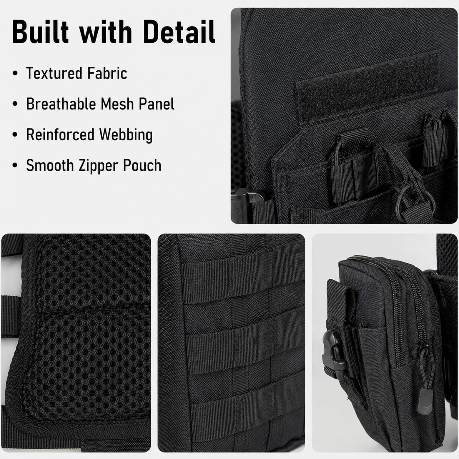 Genérico Arnes de Carga Modular Kit, Chaleco de Pecho Airsoft Ajustable | Incluye Base Bolsa Triple Panel Navegacion Bolsa Smartphone Bolsa Radio y Bolsa Trasera de Carga Utilidades
