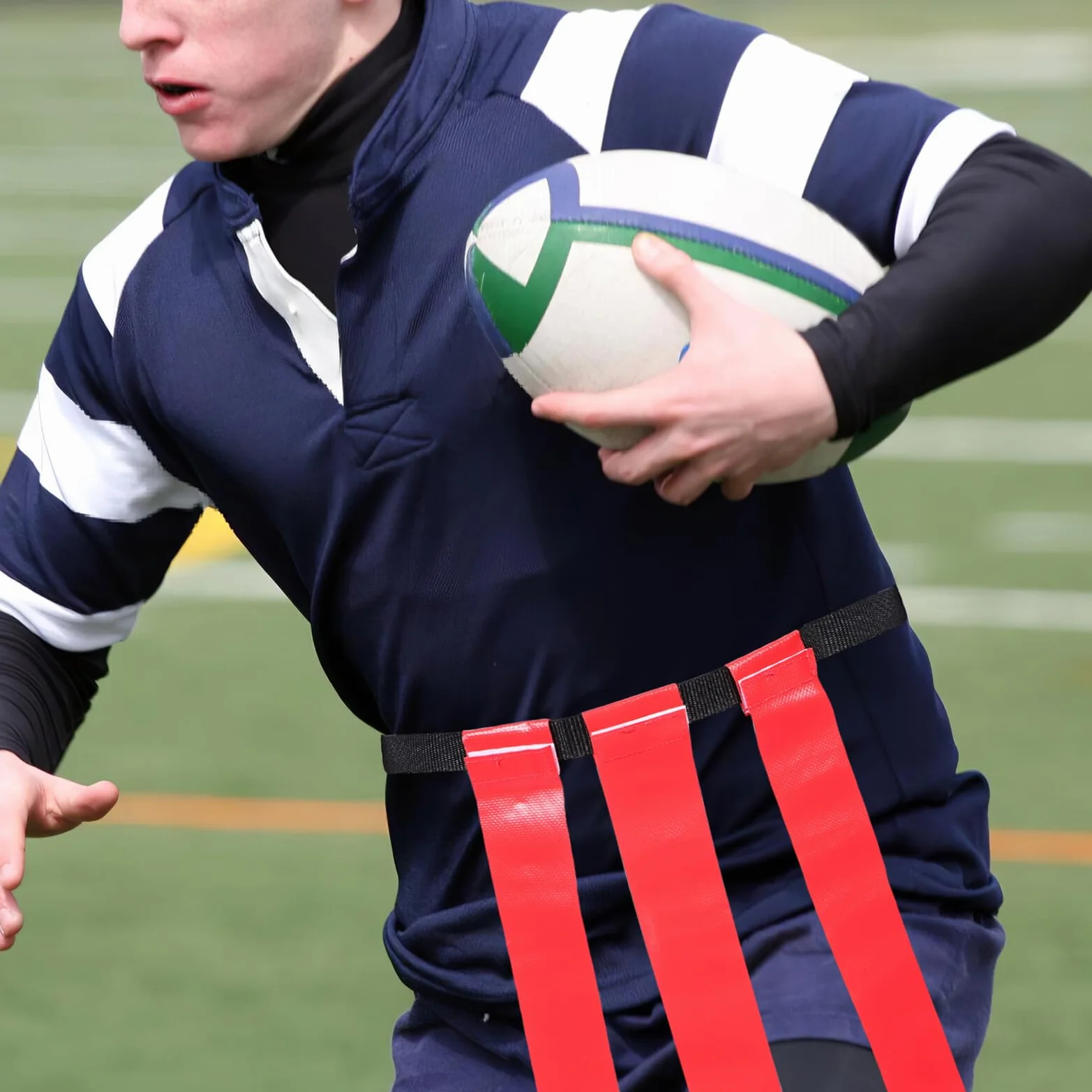 GALPADA 2 Cinturones de Flag Football Ajustables para Adultos y Jóvenes Set con Banderines Amarillos y Rojos de Nailon y PVC Kit Deportivo Portátil con Bolsa de Almacenamiento para