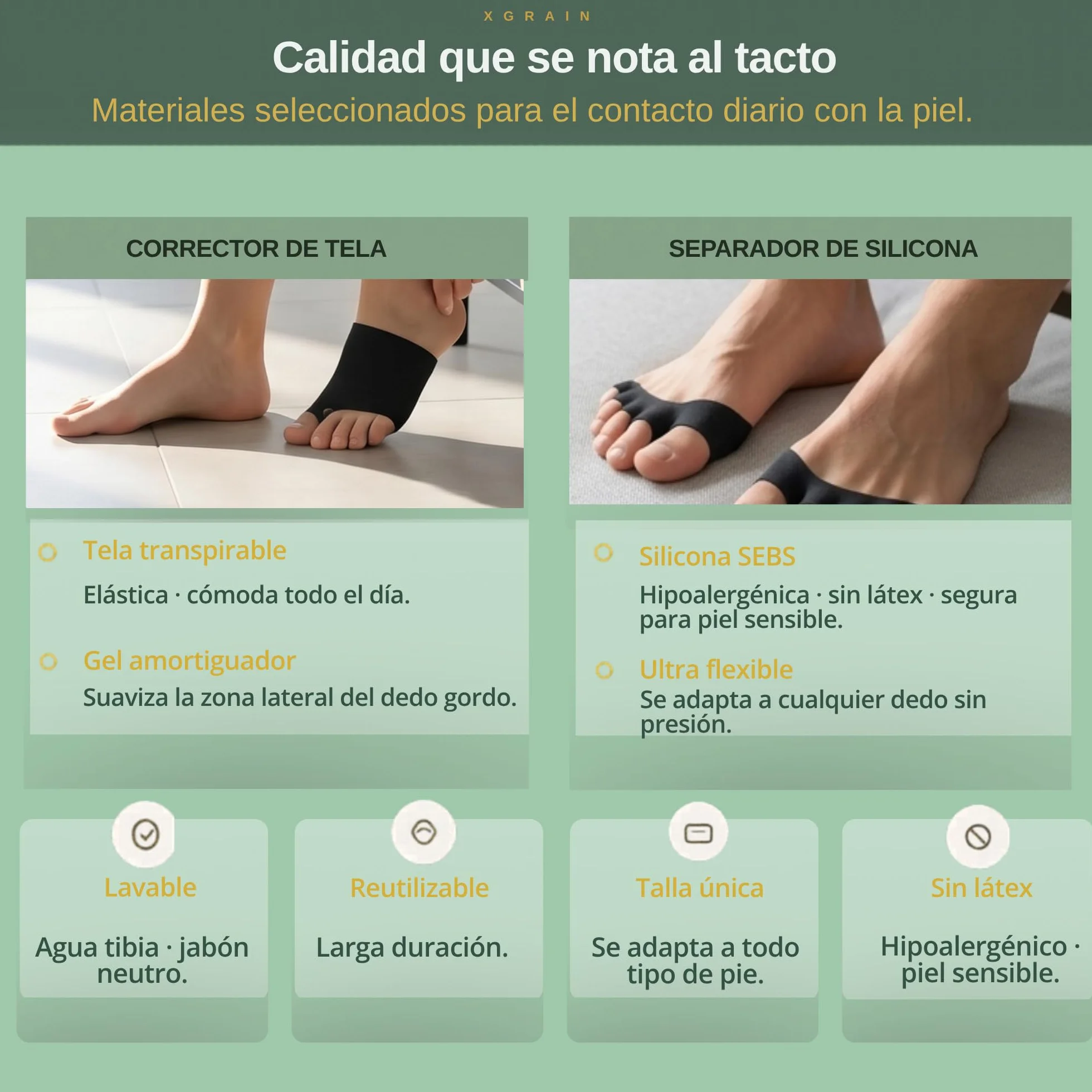 Corrector de Juanetes Separador Dedos pie Negro Férula Hallux Valcus con Almohadilla de Gel Pack 4 Piezas