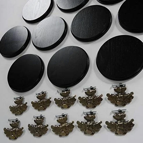 GTK - Geweihe & Trophäen KRUMHOLZ 10 Placas de cuña para Armas, Redondas, oscuras, AF 17 cm, con 10 Hojas de Roble Grandes