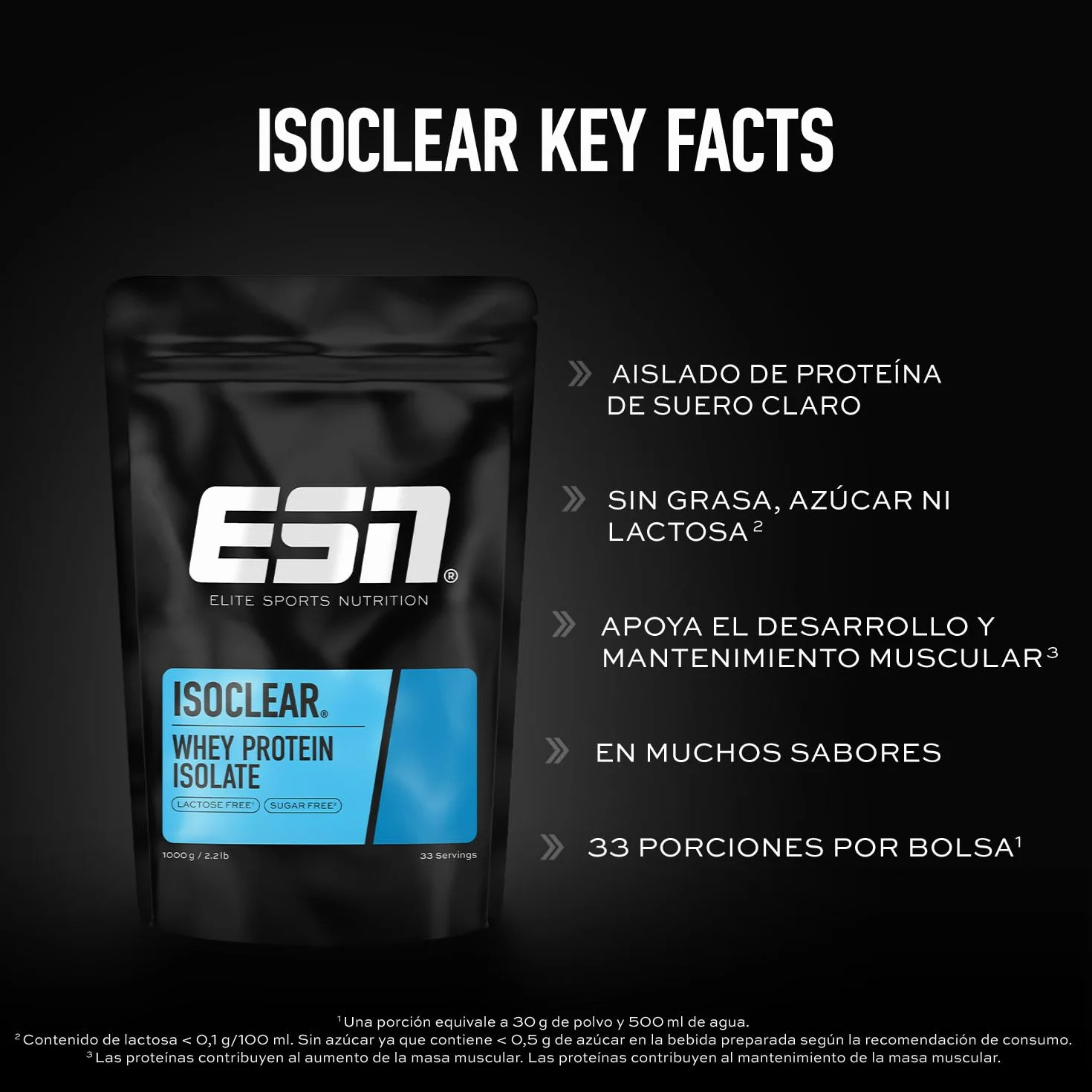 ESN ISOCLEAR Whey Isolate Protein Powder, Té helado con limón, 1000 g, limonada de proteínas