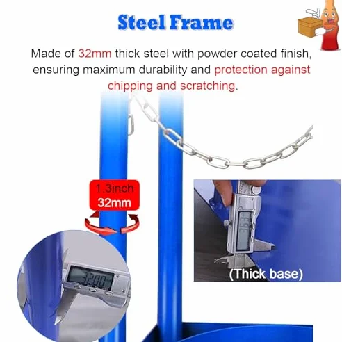 Estante Fijo para bombonas de Gas de 80 a 100 cm de Alto, con Cadena Protectora y Tornillos de fijación, Organizador para Almacenamiento y Transporte (Doble bombona de 27 cm)