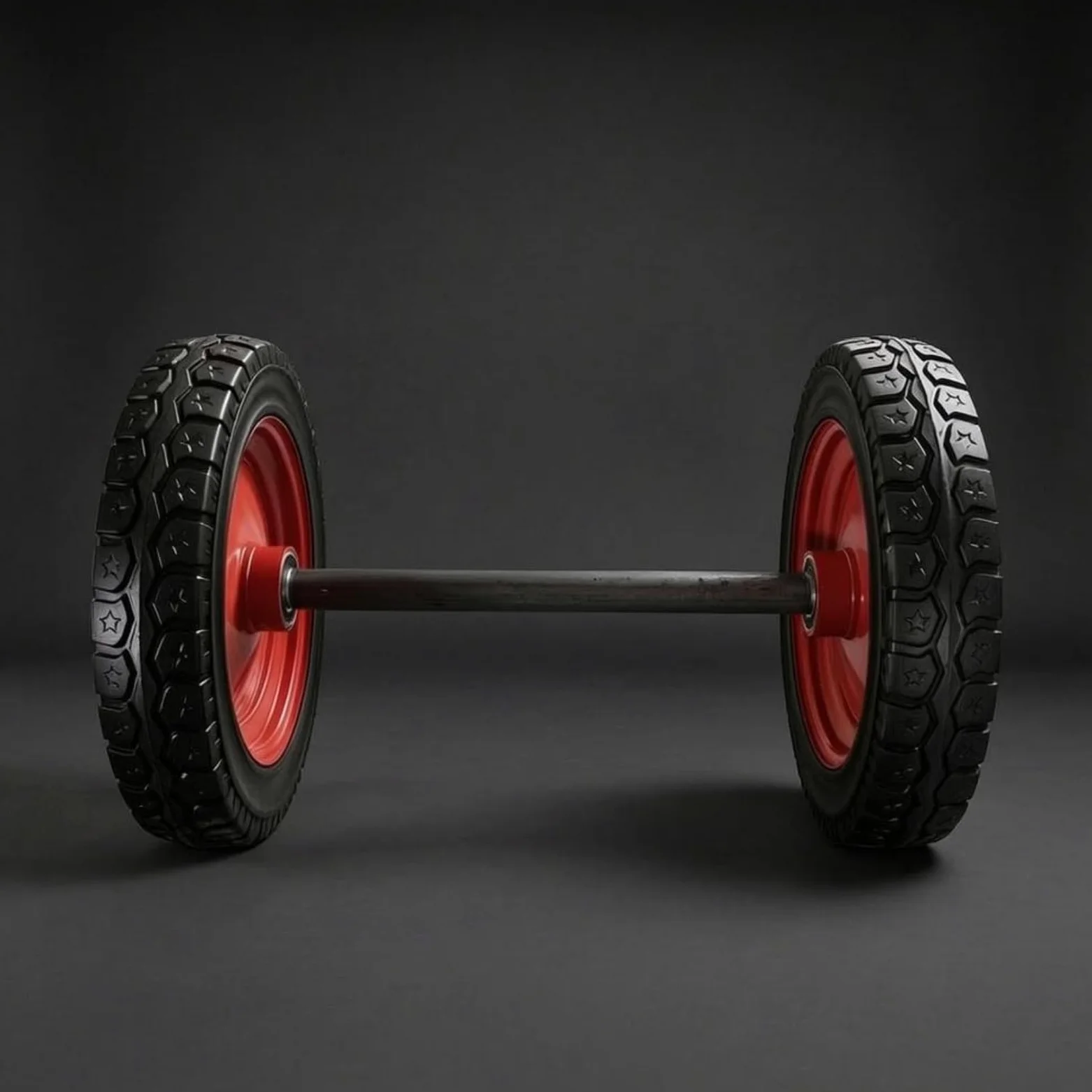 Rueda de Goma Sólida para Remolque Conjunto Llanta Eje Neumático con Goma de Alta Densidad y Marcha Estable Cubo de Acero Rojo Adecuada para, Eje De 50 Cm