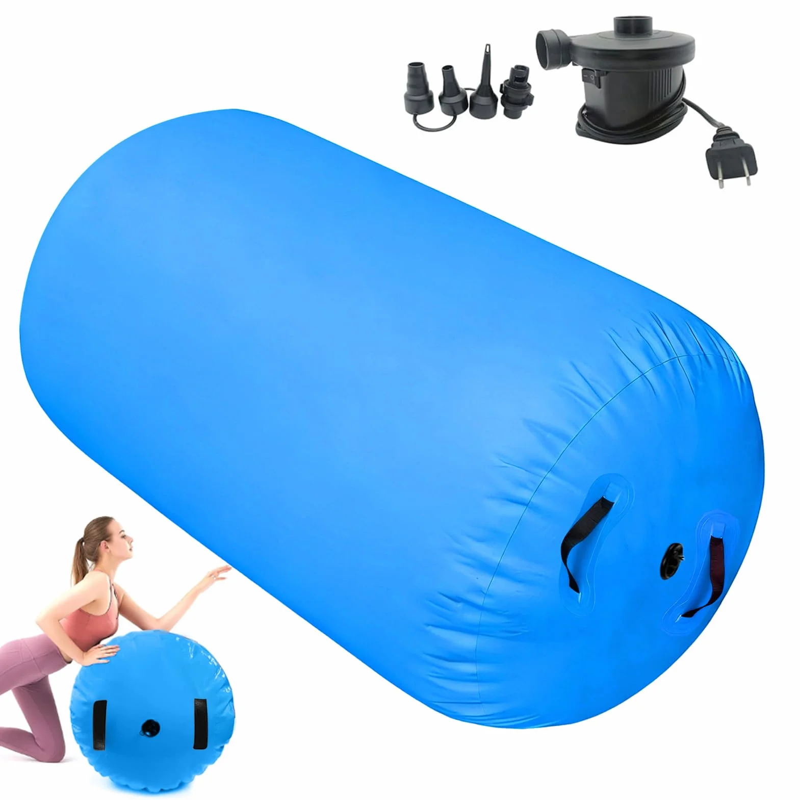 Barril de aire inflable para gimnasia con bomba, tapete de caída, entrenamiento