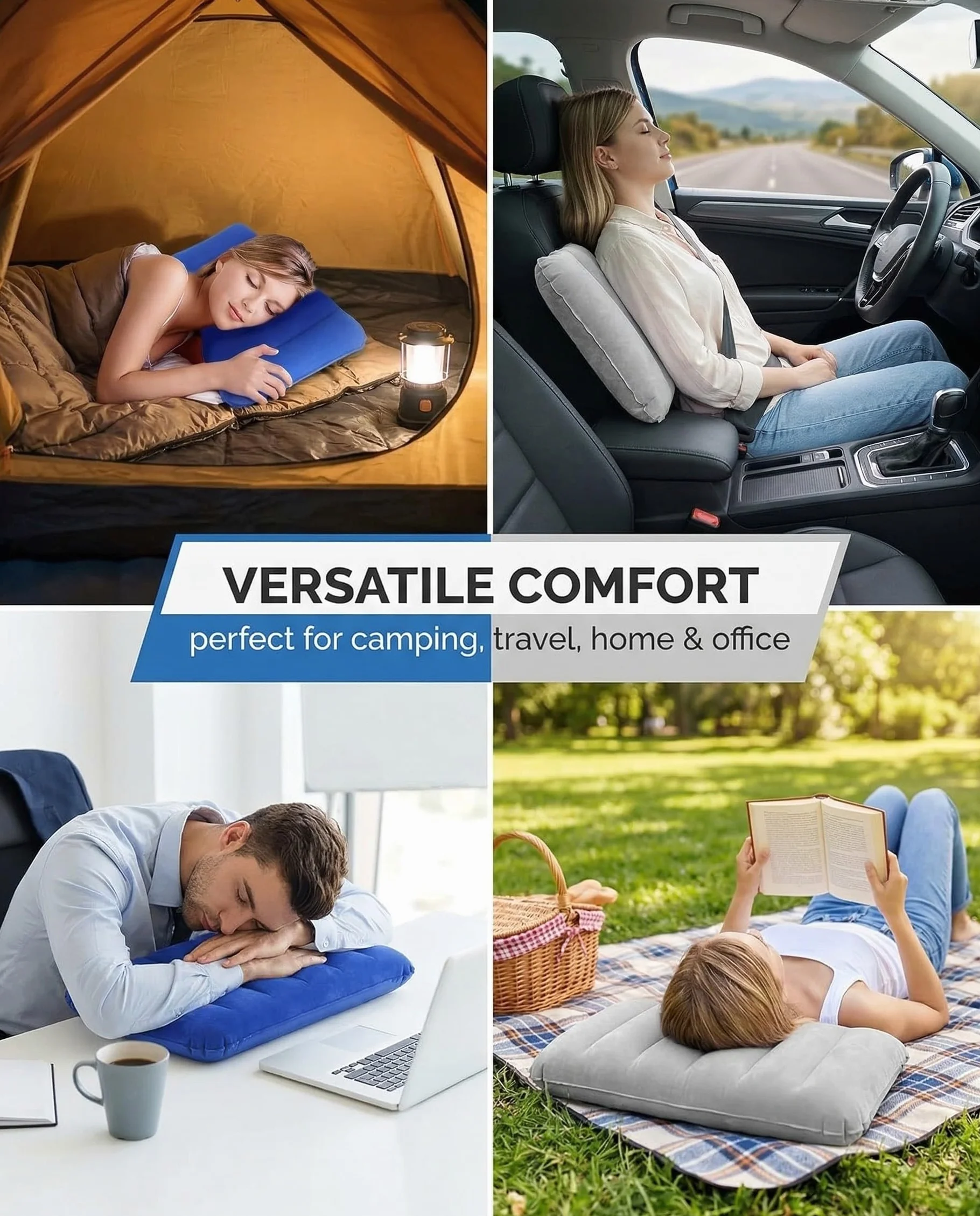 2 piezas Almohadas Inflables de Viaje para Acampar Almohada para Inflar Almohadas de Camping Hinchables Almohada de Viaje Cojín de Aire para Playa, Senderismo